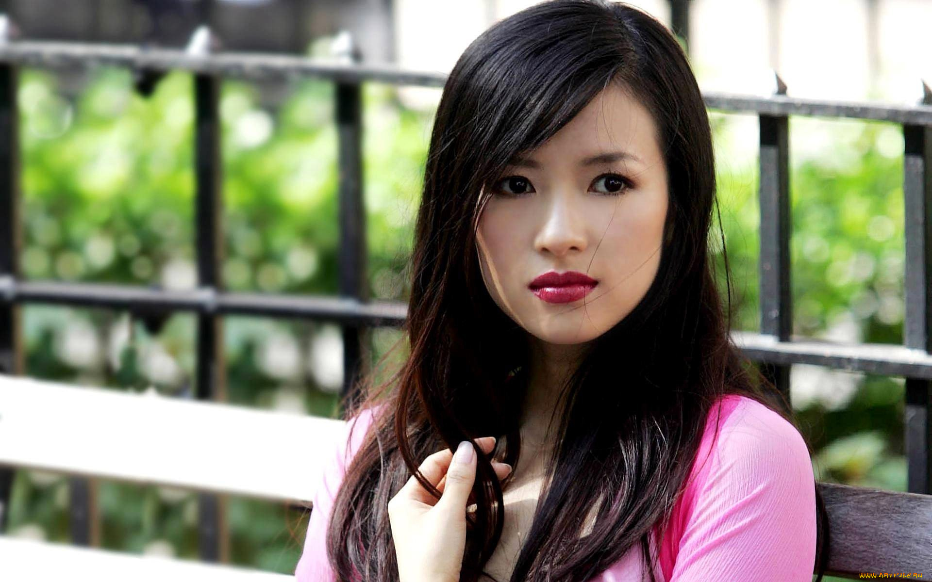 девушки, zhang, ziyi, брюнетка, азиатка, лицо, ограда