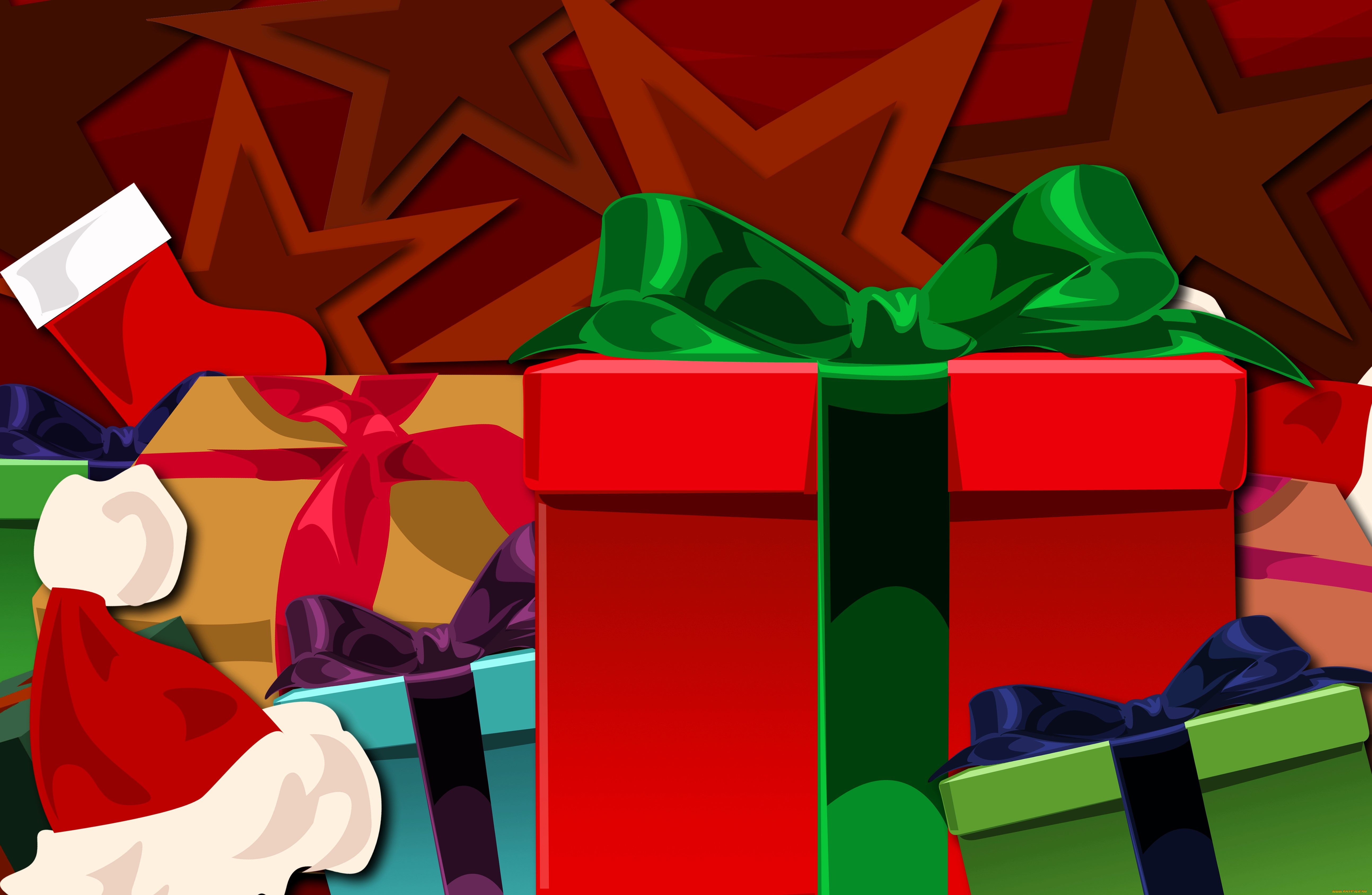 праздничные, векторная, графика, , новый, год, подарки, шапка