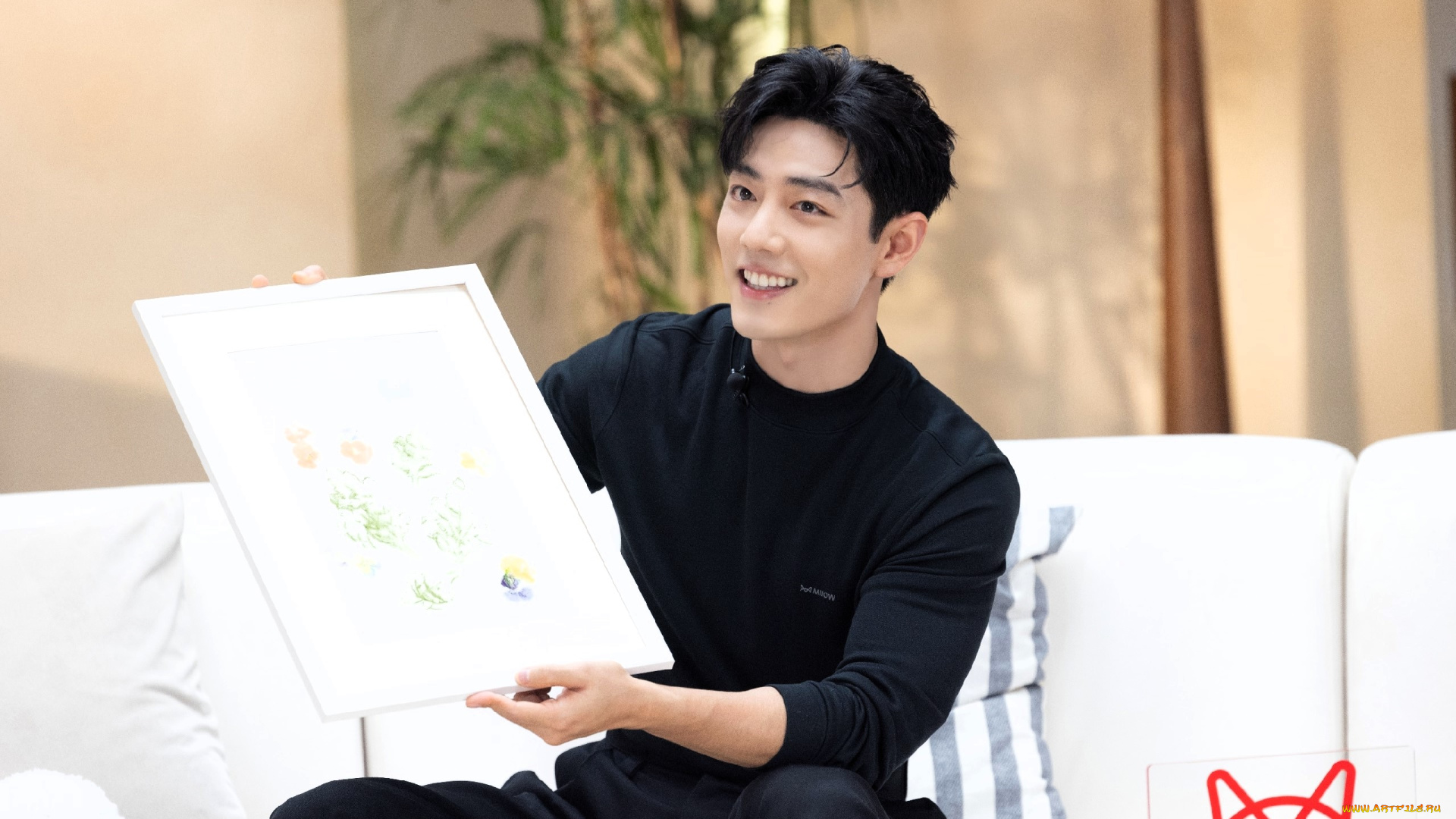 мужчины, xiao, zhan, актер, свитер, диван, плакат