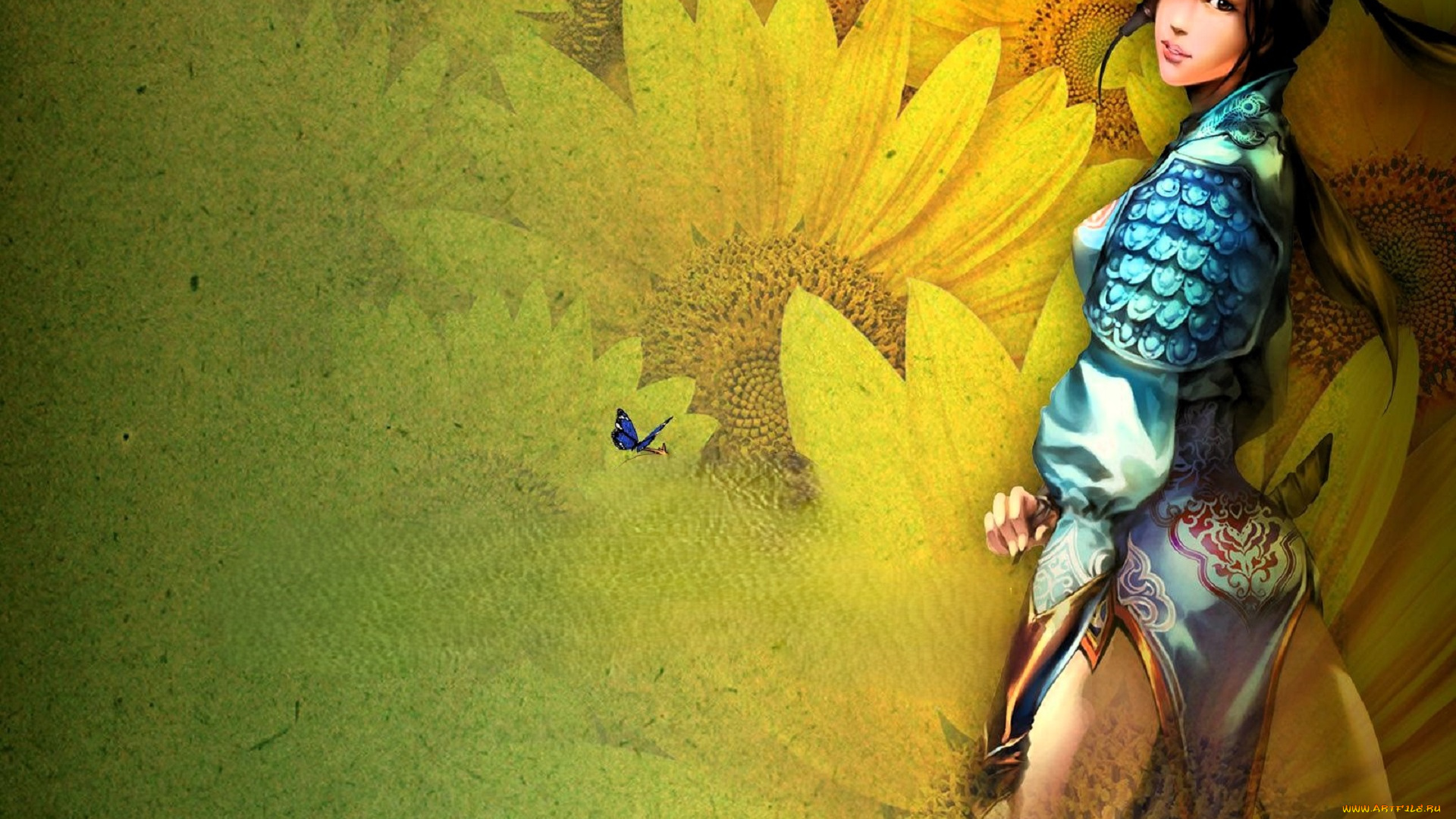 видео, игры, conquer, 2, online, , new, dynasty, девушка, цветы, бабочка