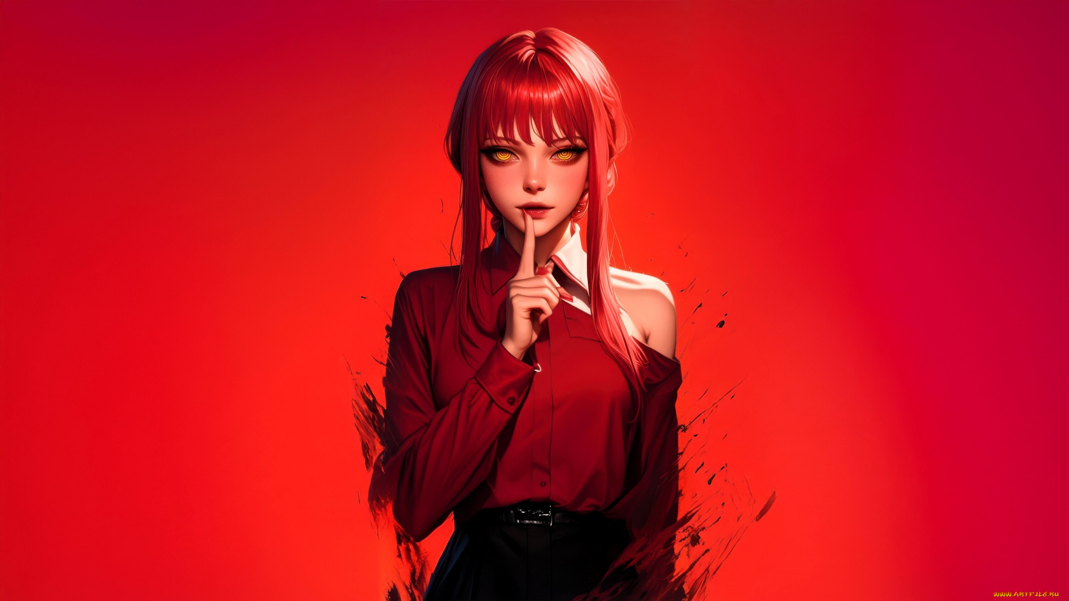 аниме, chainsaw, man, девушка, блузка, юбка