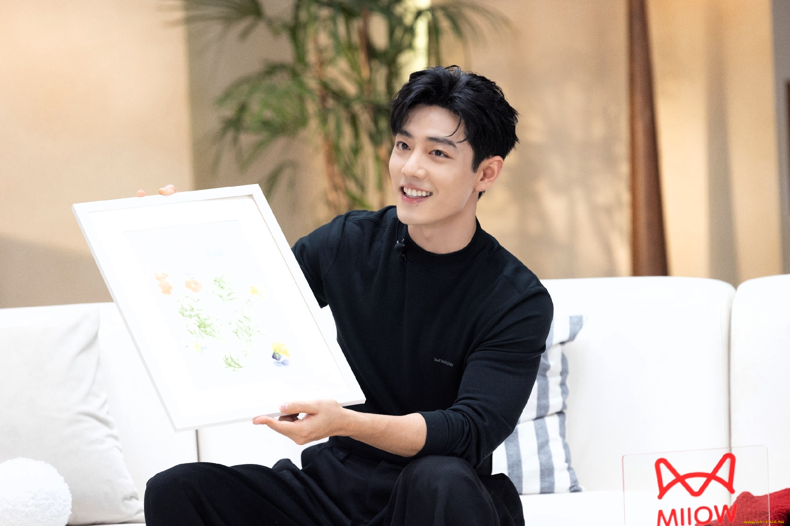 мужчины, xiao, zhan, актер, свитер, диван, плакат