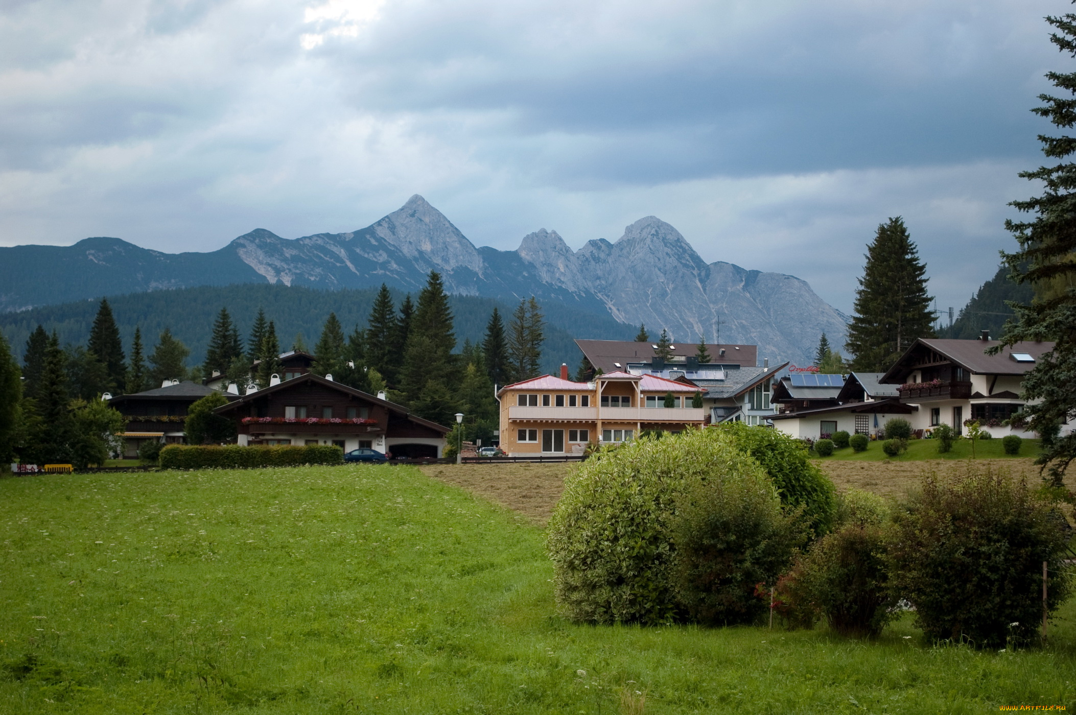 города, пейзажи, домики, лес, горы