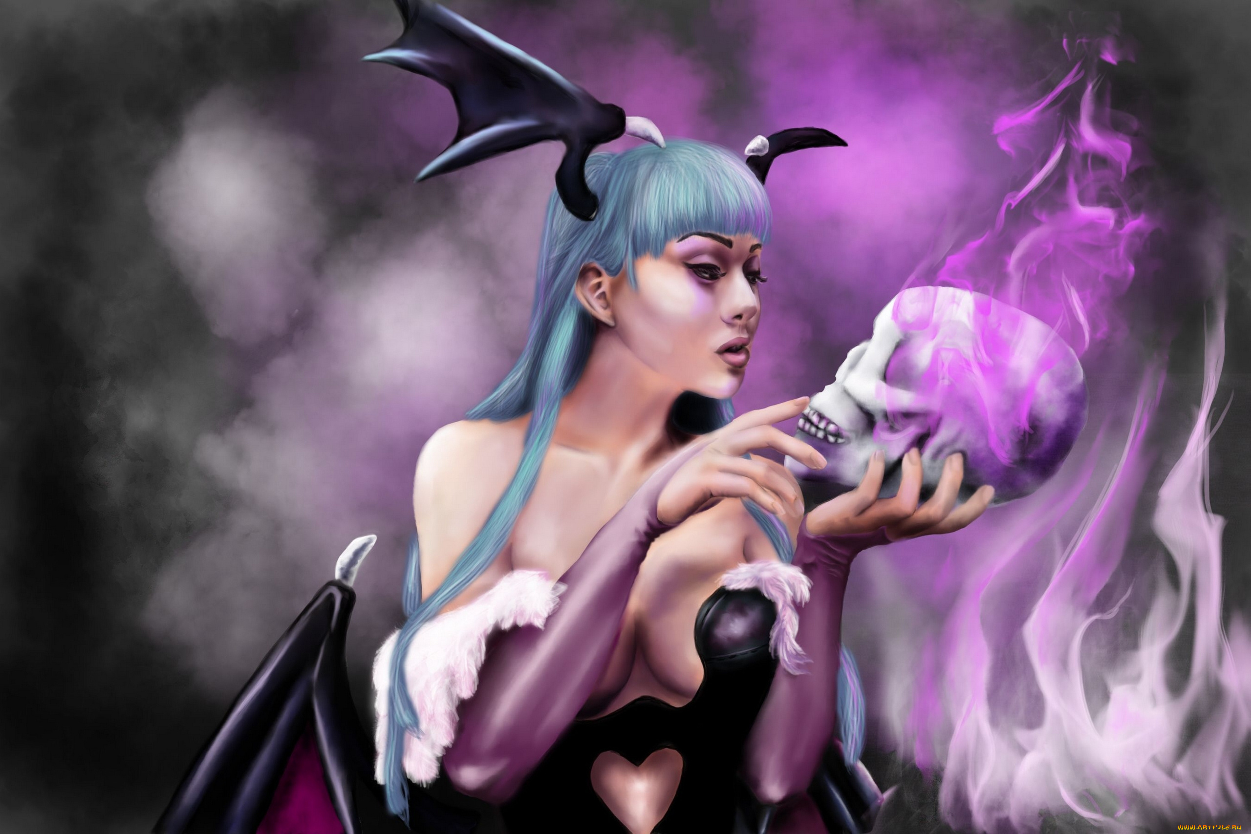 фэнтези, демоны, магия, демоница, череп