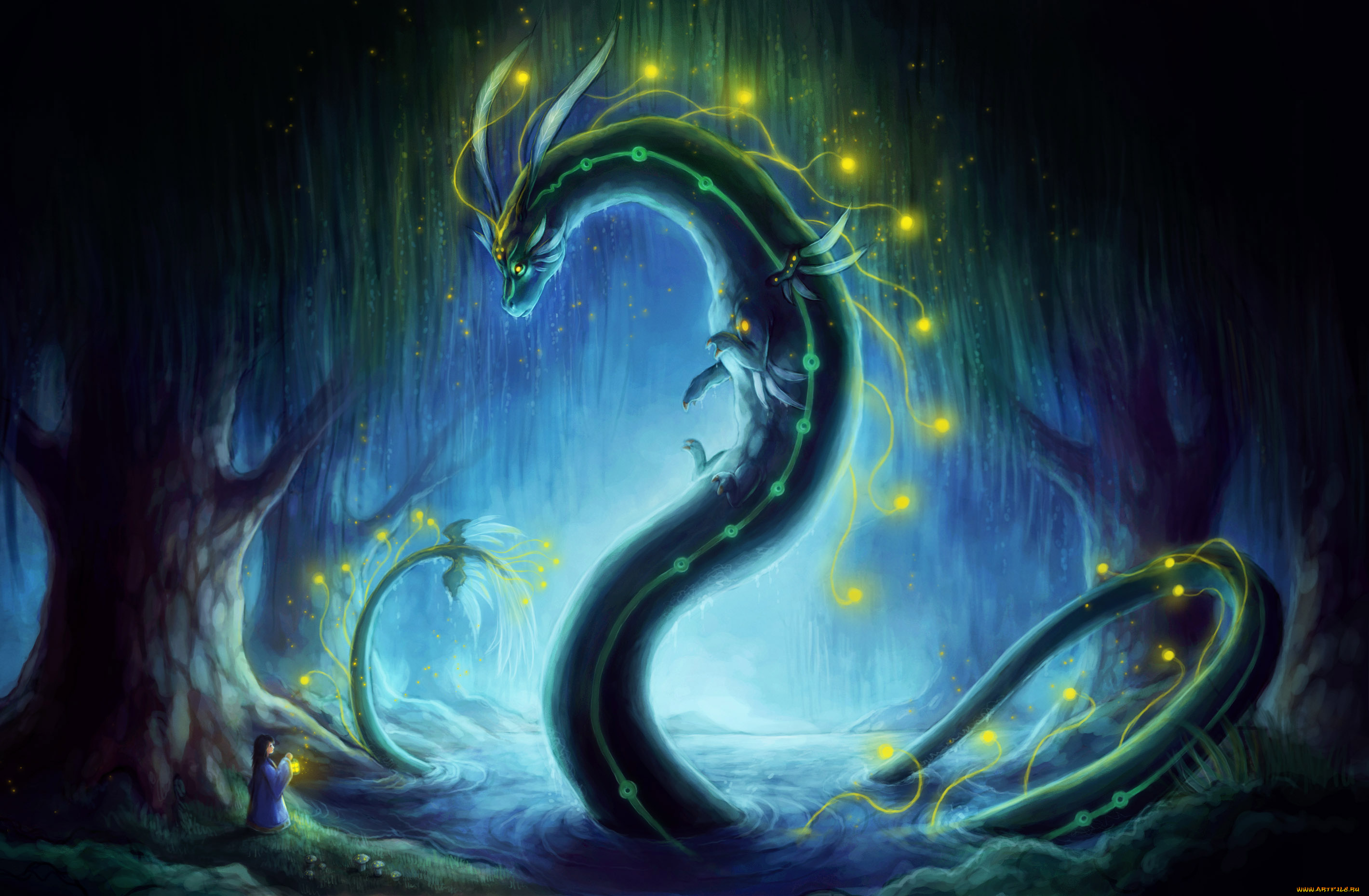 фэнтези, существа, лес, дерево