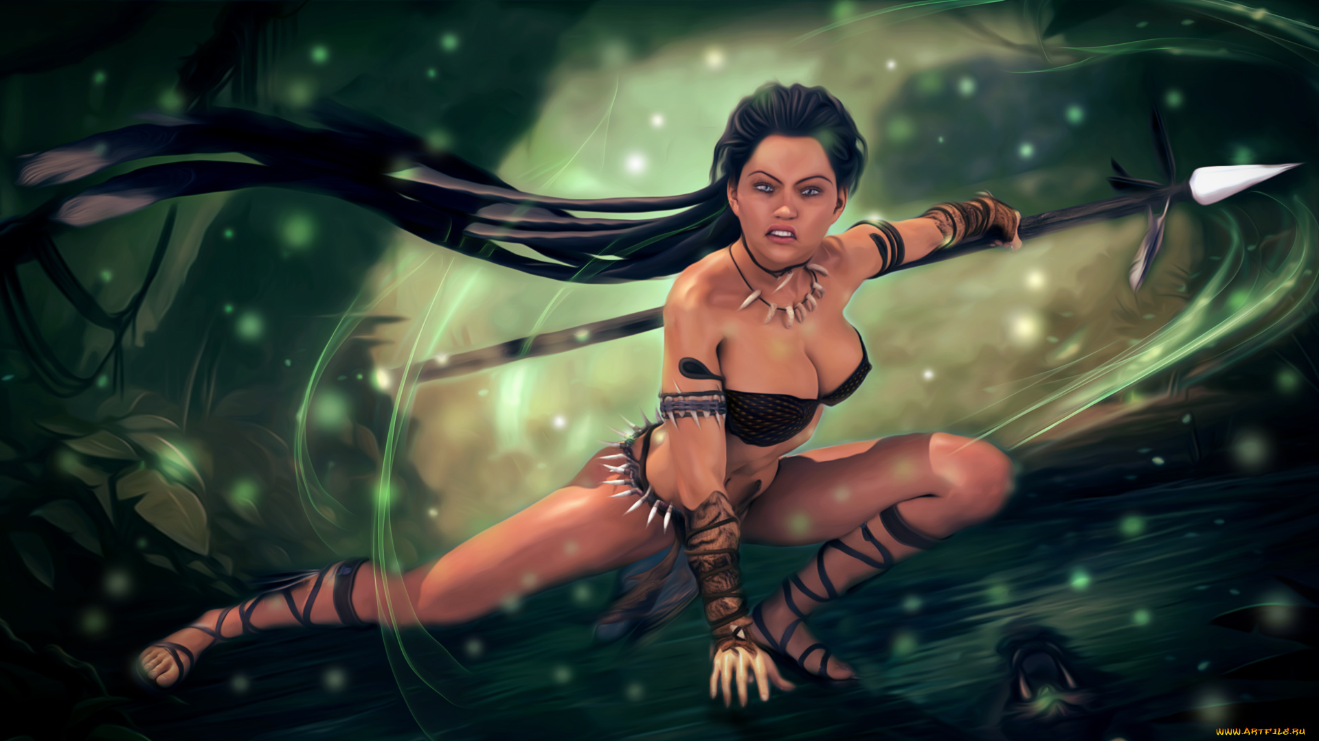 3д, графика, амазонки, , amazon, девушка, фон, оружие, взгляд