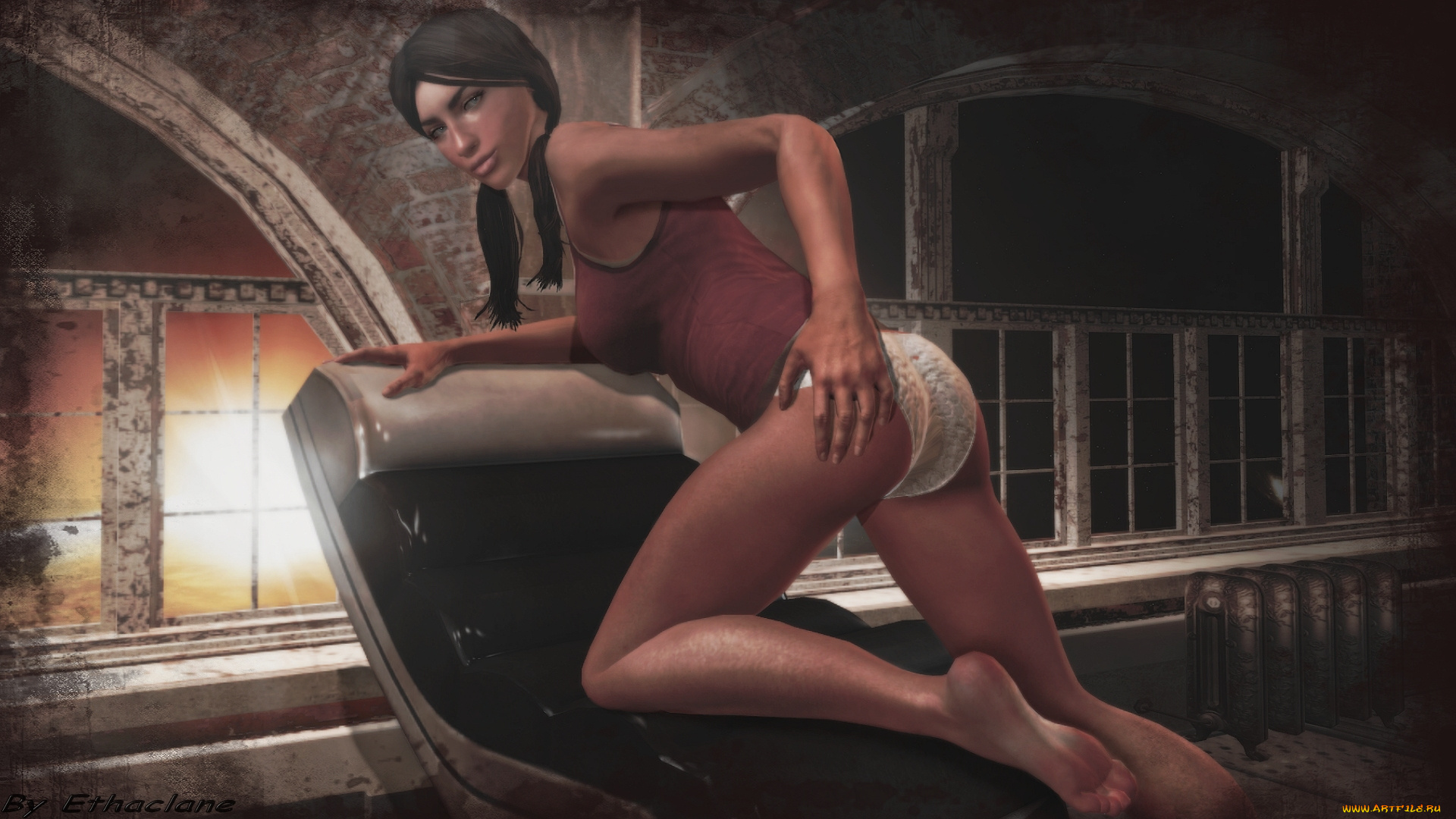 3д, графика, фантазия, , fantasy, девушка, фон, взгляд