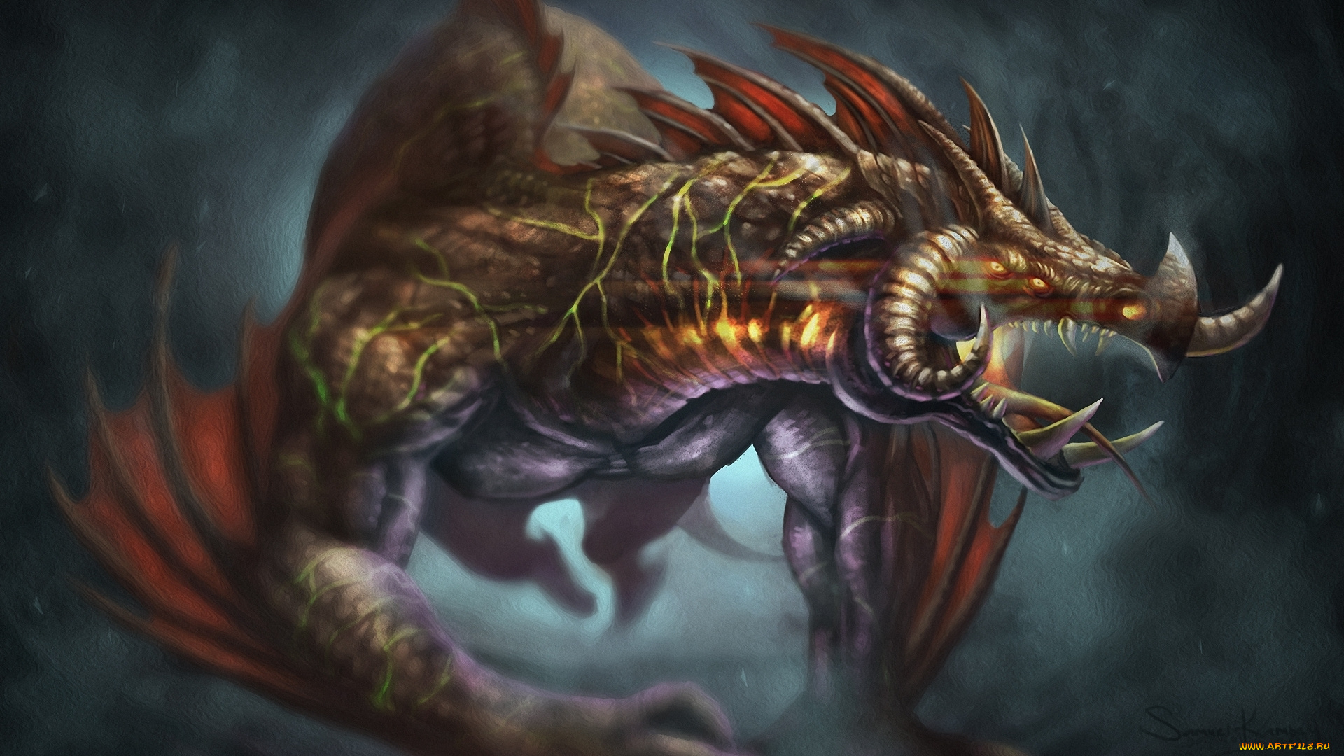 фэнтези, драконы, крилья, монстр, пасть, дракон