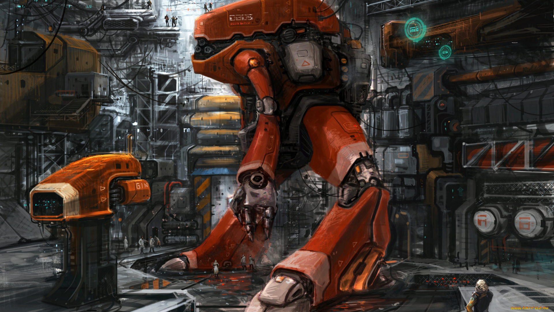 фэнтези, роботы, , киборги, , механизмы, цех, сборка, механоид, робот, будущее
