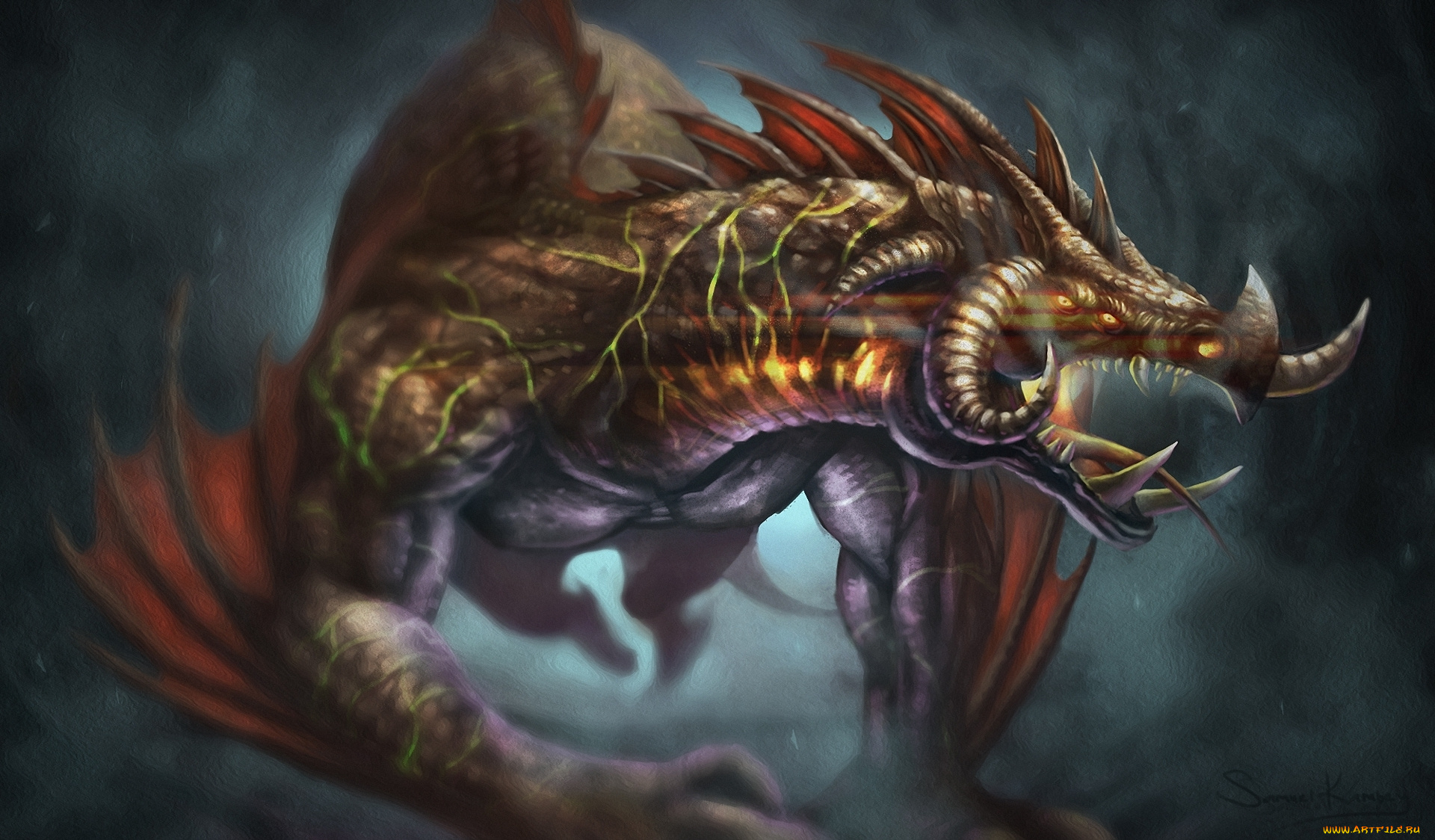фэнтези, драконы, крилья, монстр, пасть, дракон