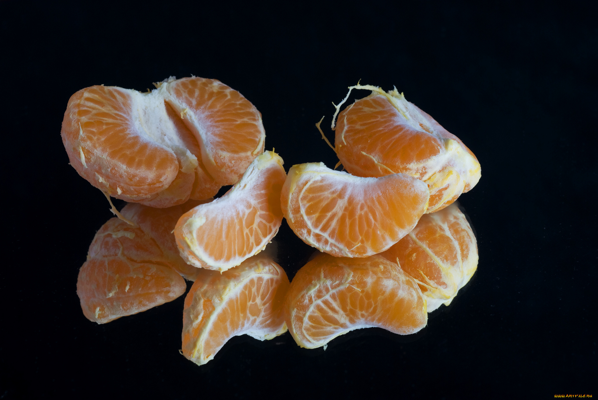 еда, цитрусы, дольки, мандарин