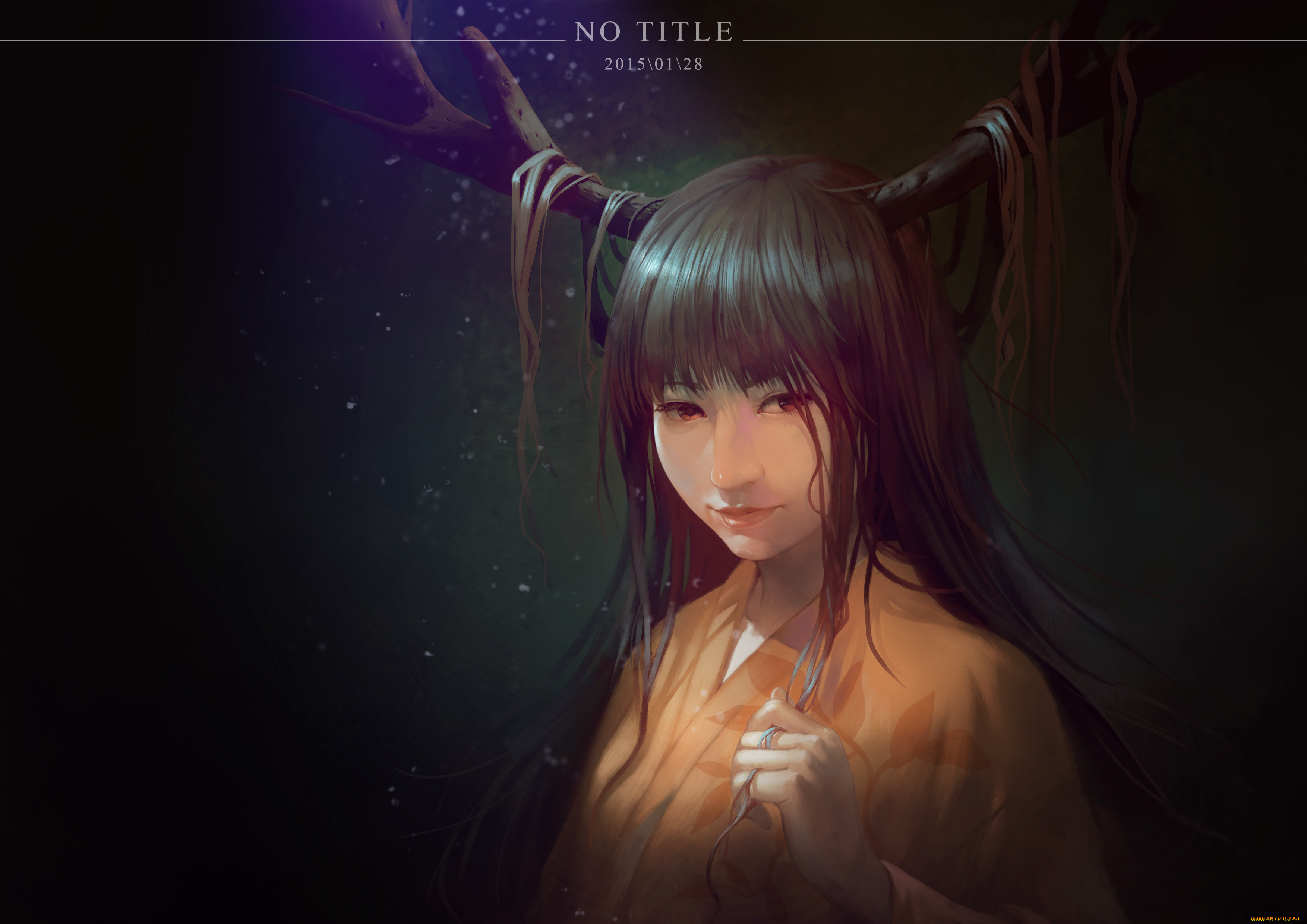 фэнтези, существа, рога, exe336, девушка, шатенка