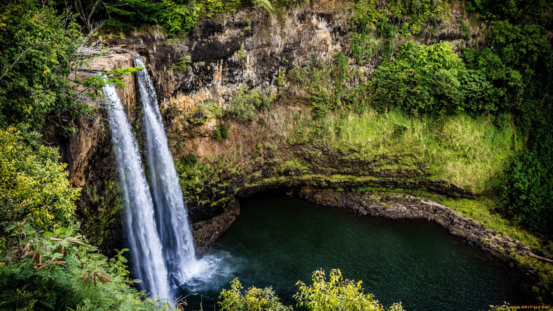 природа, водопады, лес, водопад, река