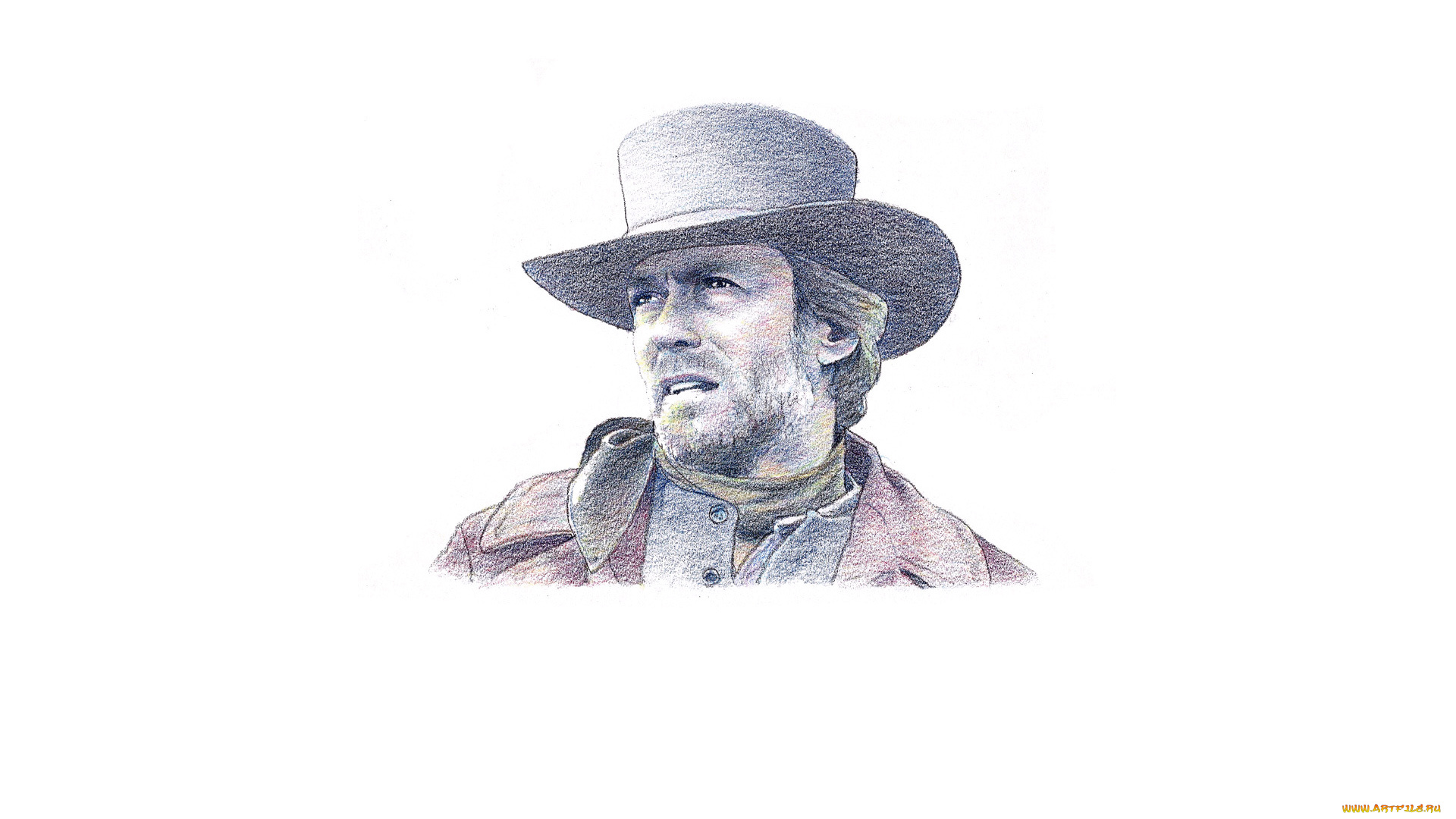 рисованное, люди, взгляд, лицо, clint, eastwood, клинт, иствуд