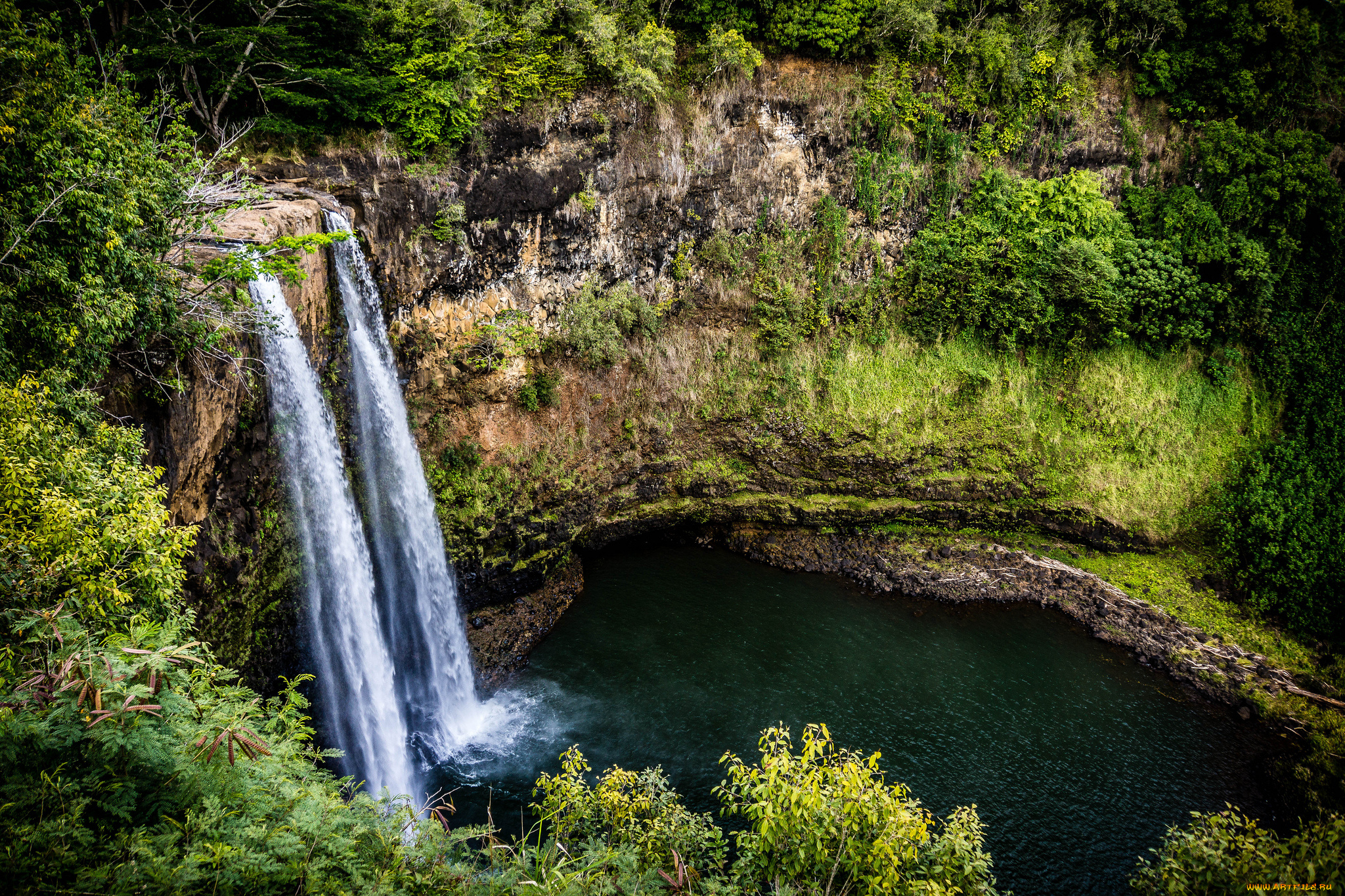 природа, водопады, лес, водопад, река