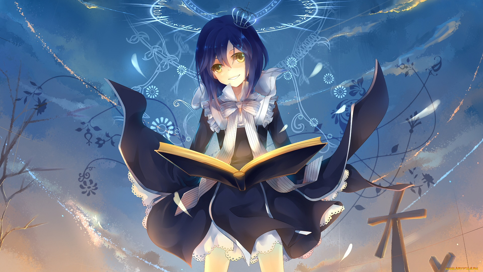 аниме, black, rock, shooter, девушка, взгляд, фон