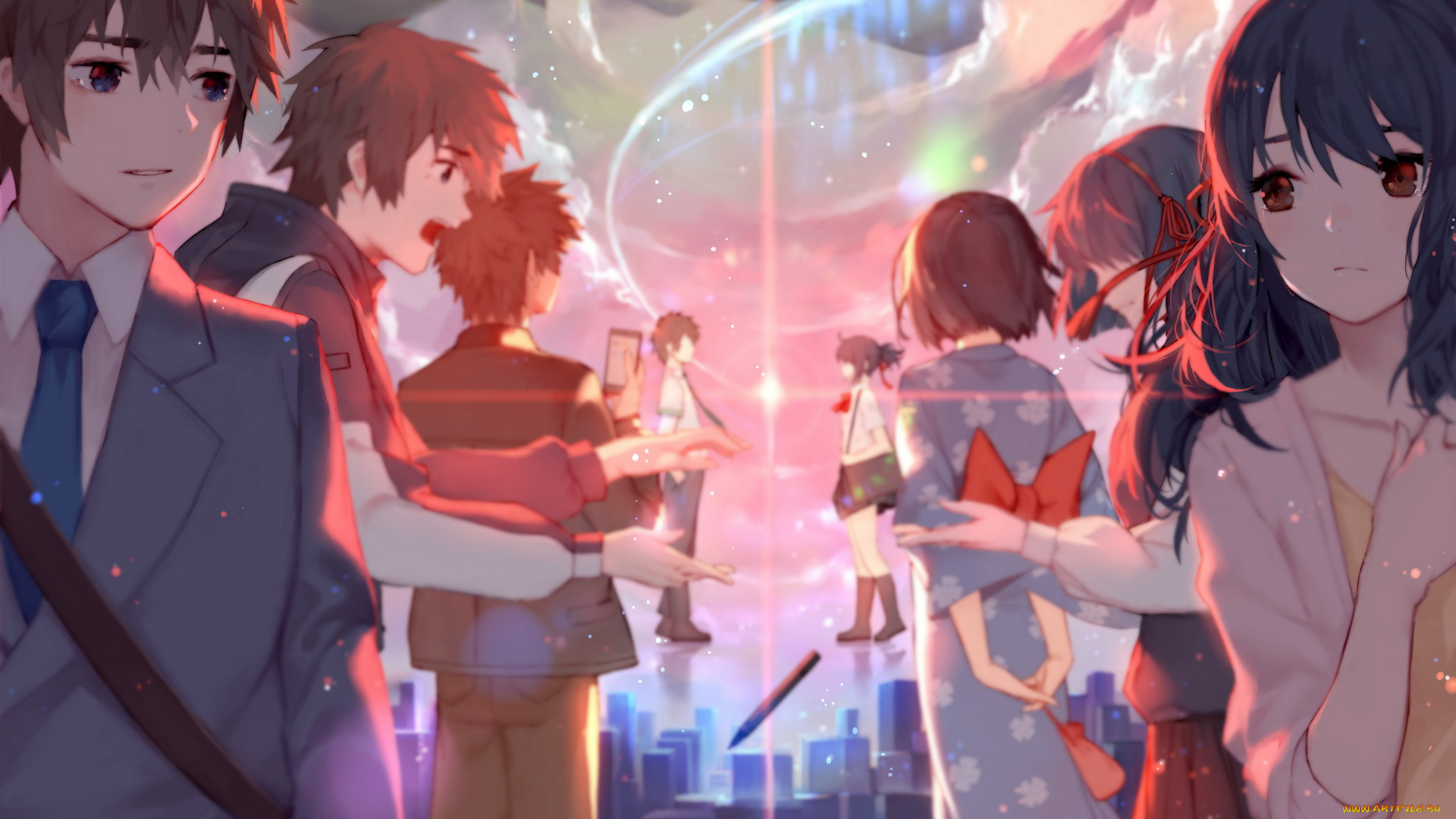 аниме, kimi, no, na, wa, miyamizu, mitsuha, tachibana, taki