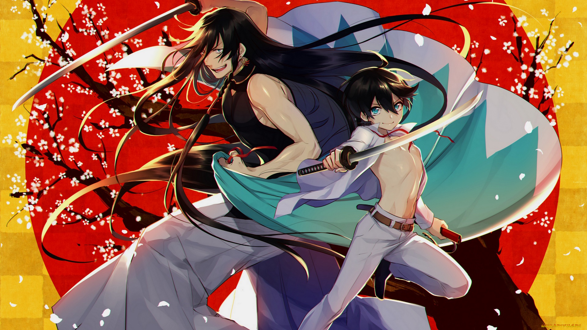 аниме, touken, ranbu, самураи, меч, парни