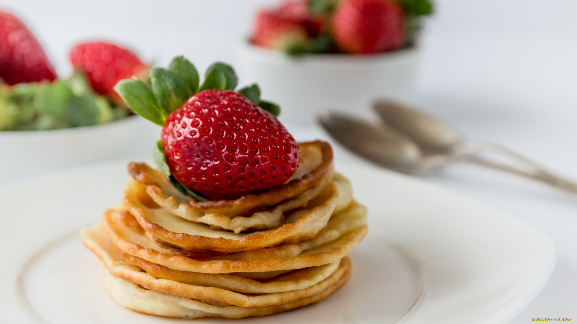 еда, блины, , оладьи, оладьи, клубника