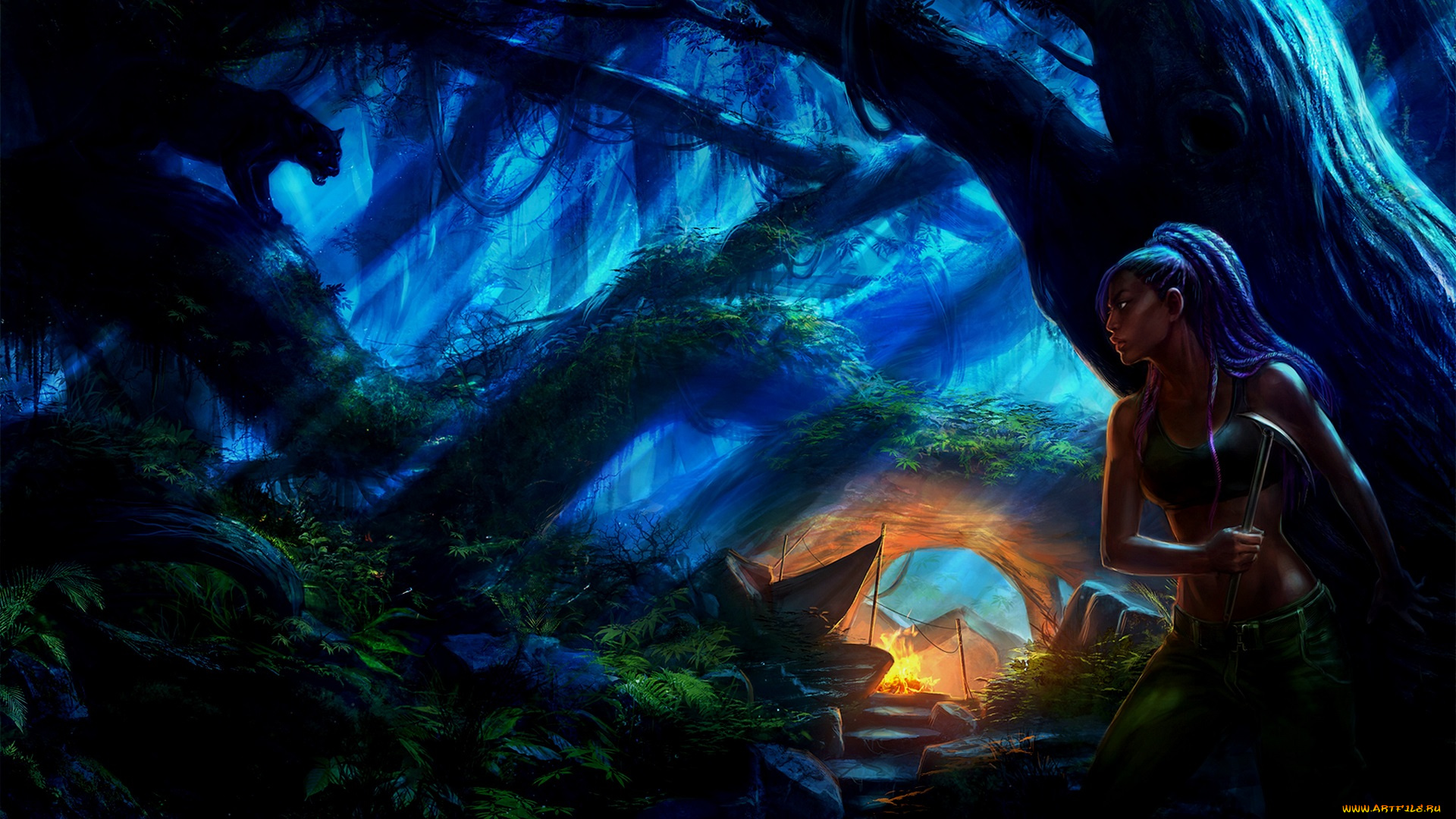 фэнтези, девушки, лес, девушка