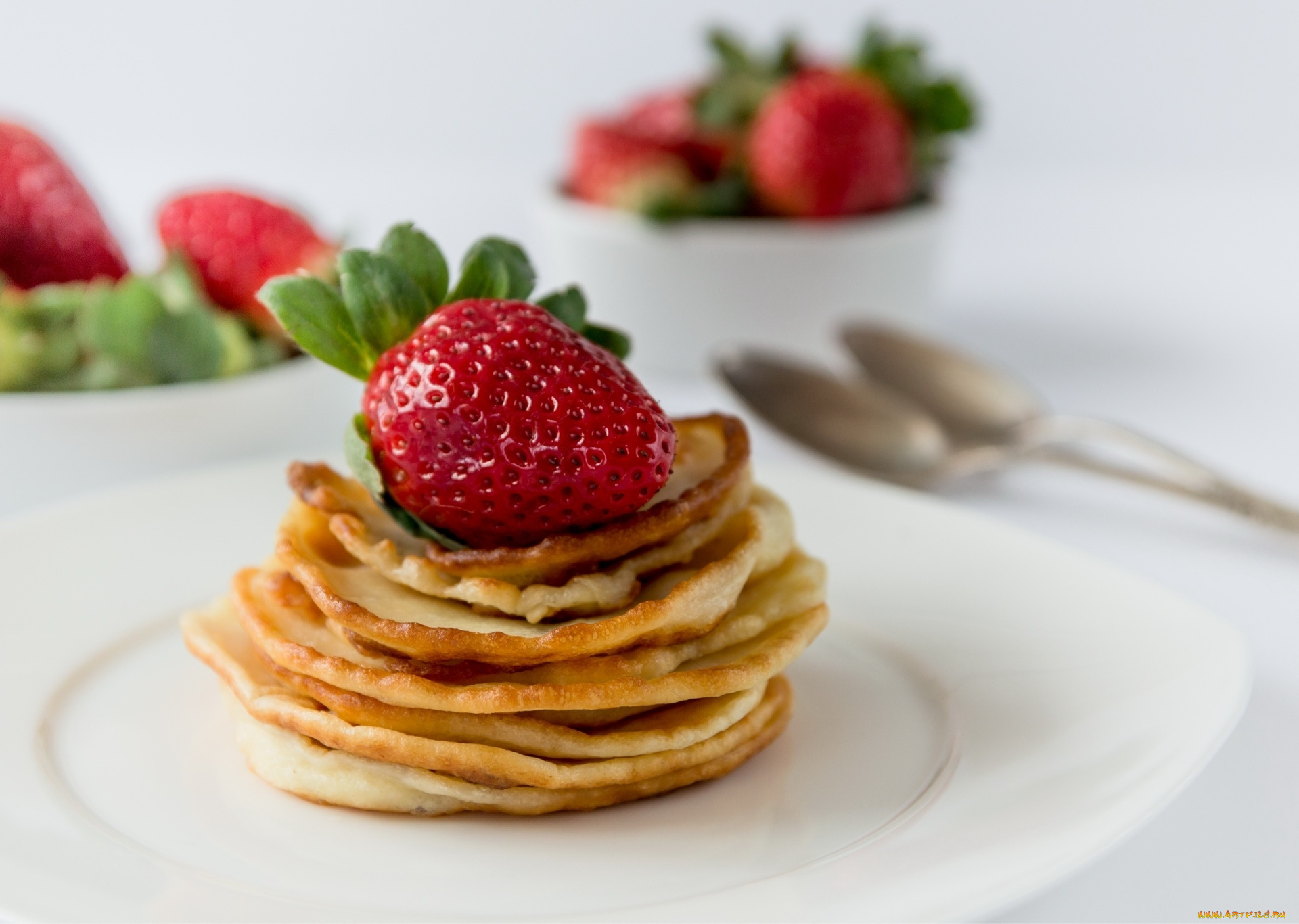 еда, блины, , оладьи, оладьи, клубника