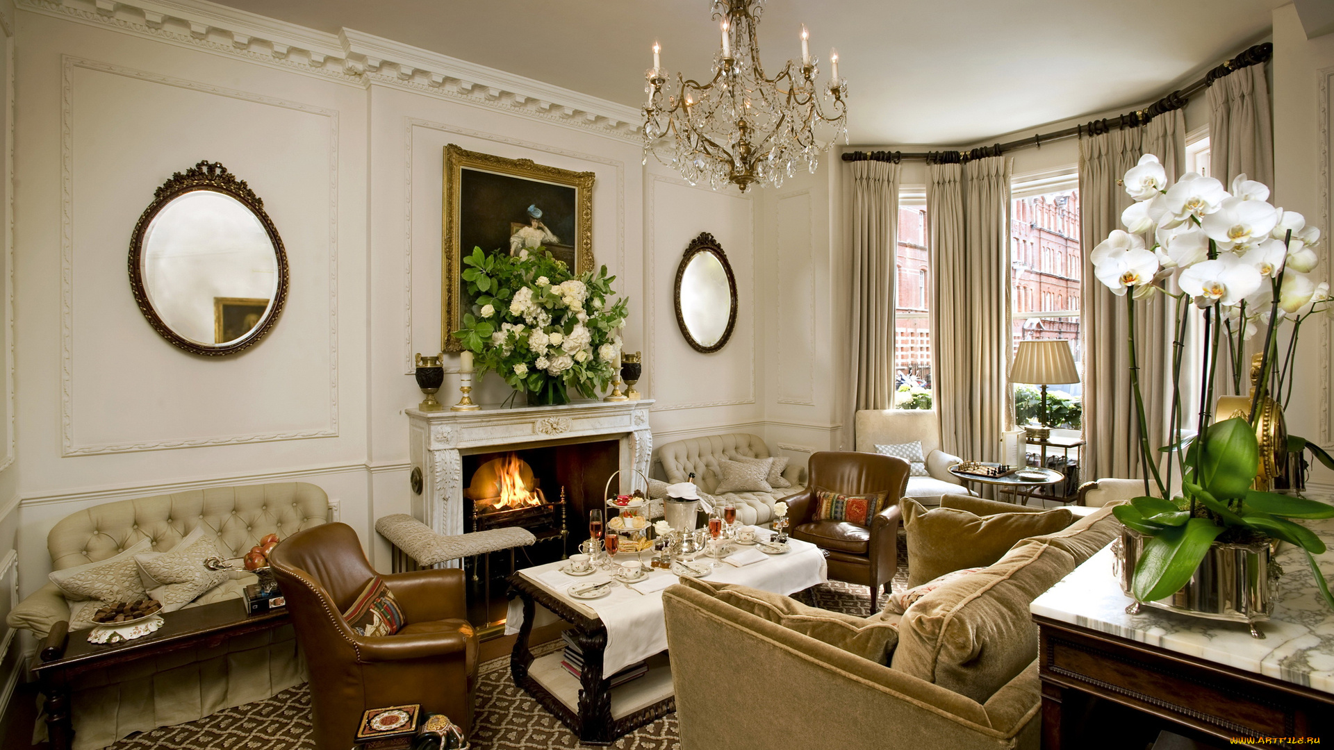 интерьер, камины, мебель, комната