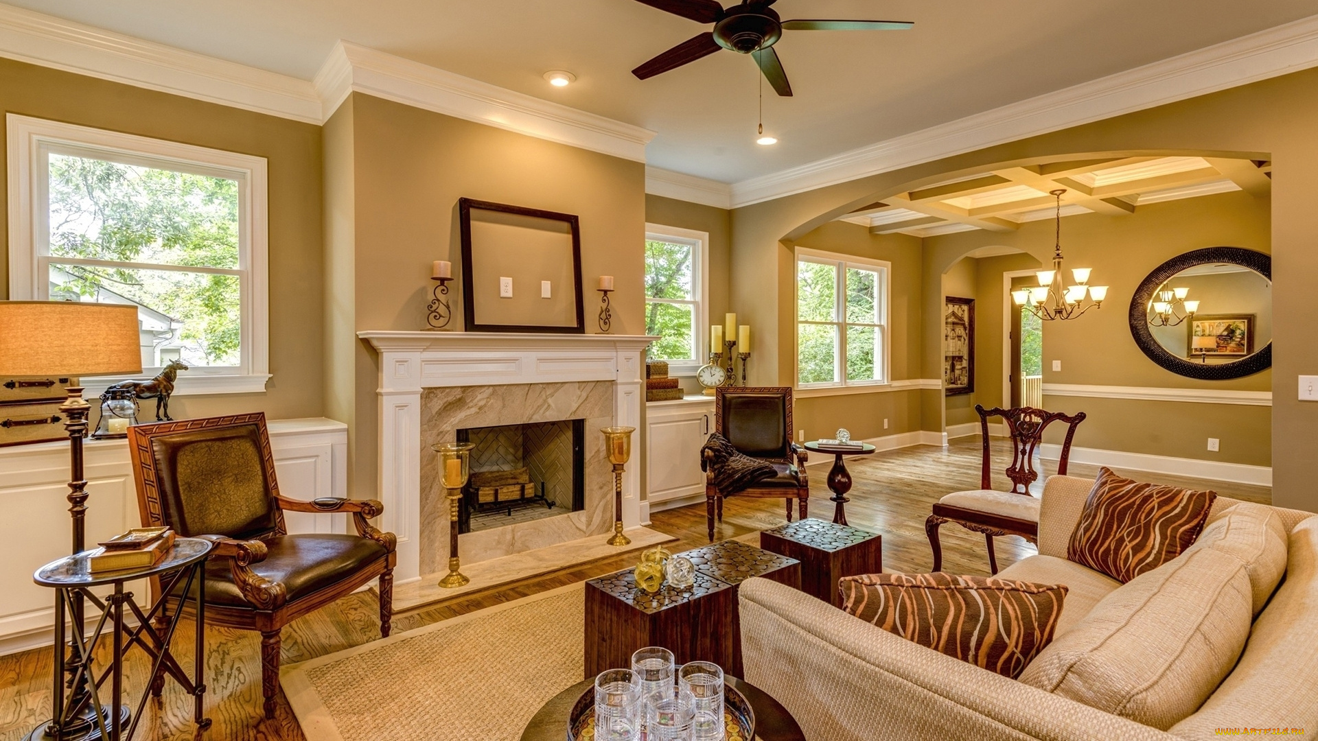 интерьер, камины, мебель, комната