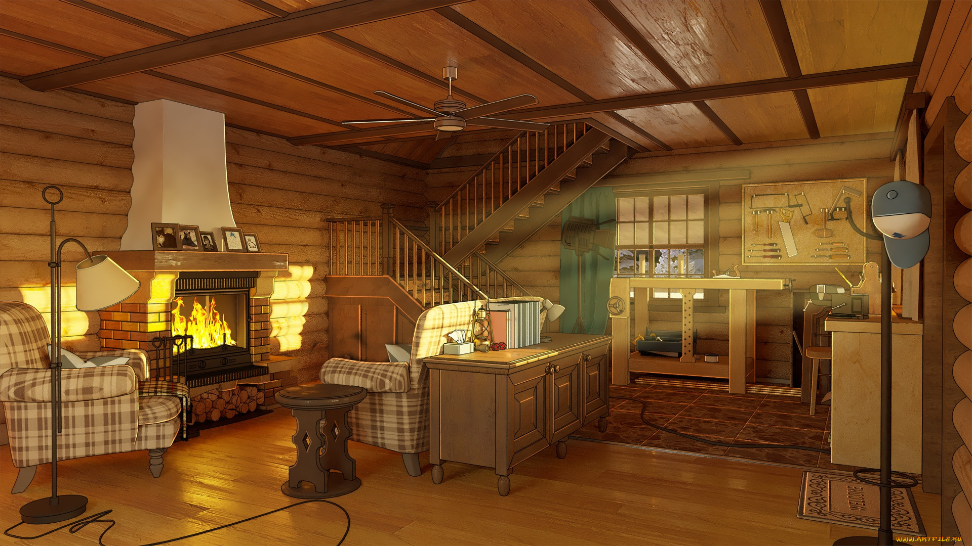 интерьер, камины, уют, помещение, big, dipper