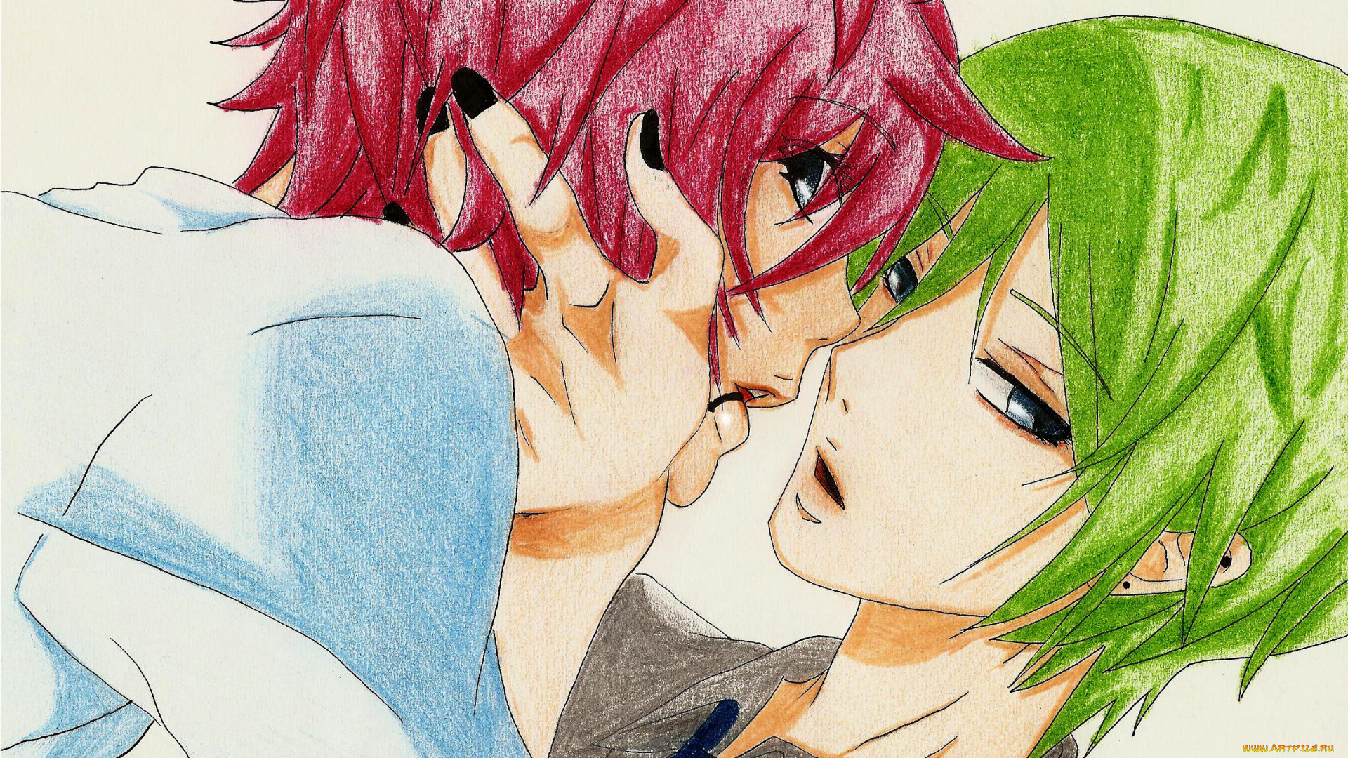 разное, арты, лица, поцелуй