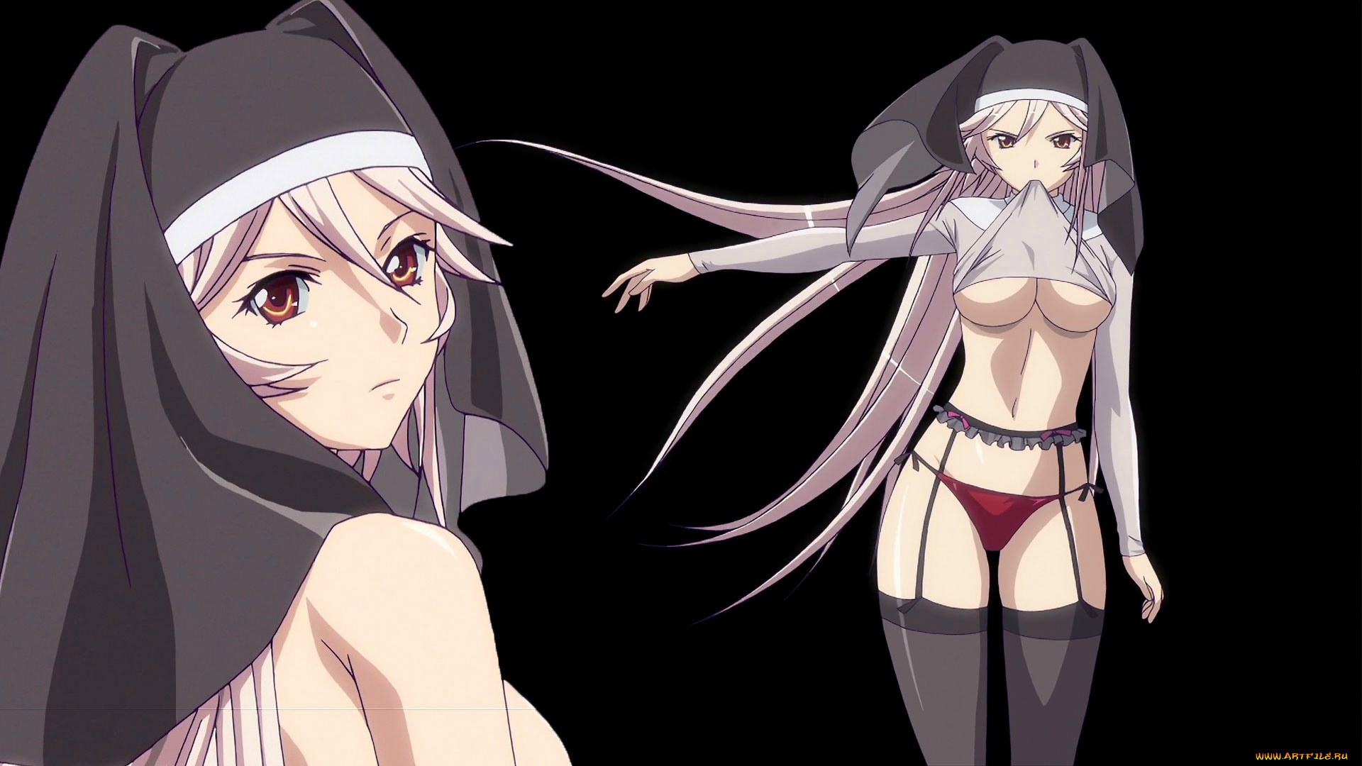 аниме, queen`s, blade, чулки, взгляд, фон, девушка