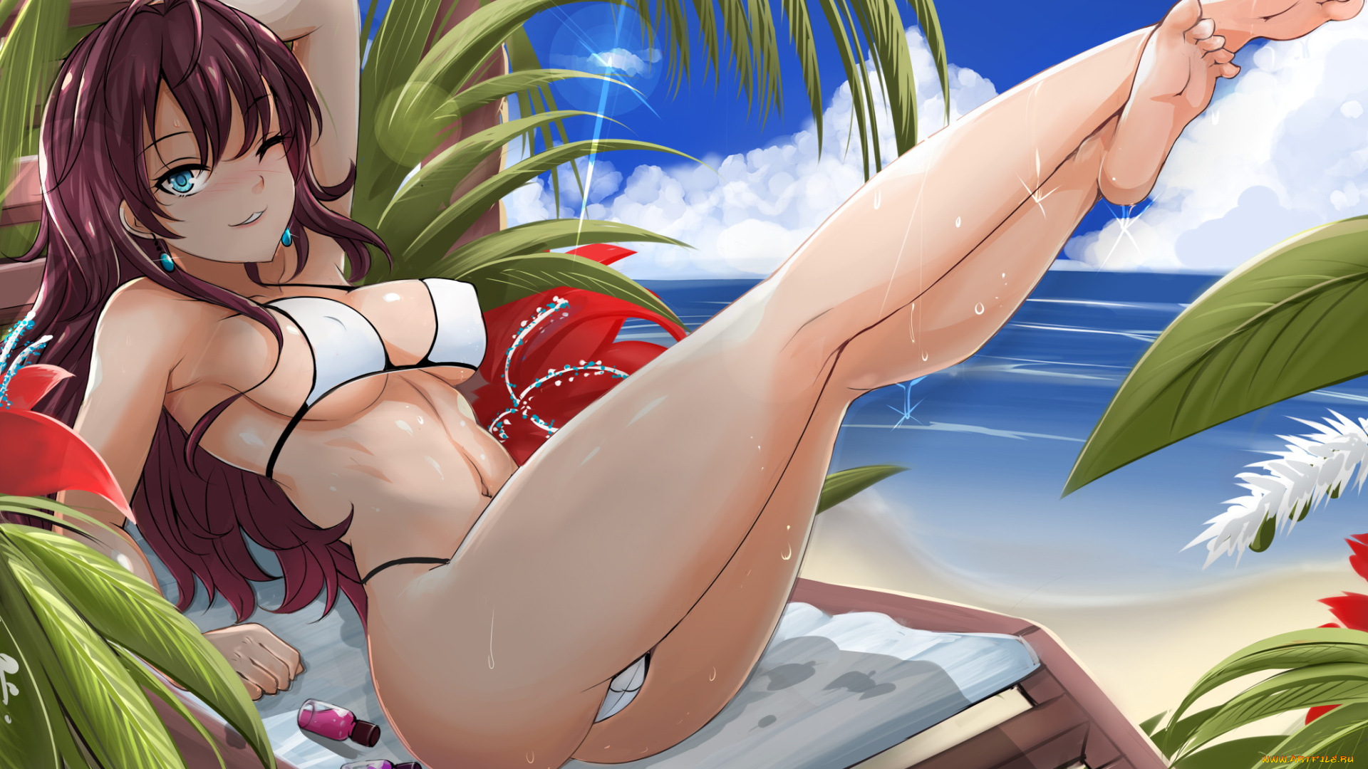 аниме, unknown, , другое, , фон, девушка, море, взгляд