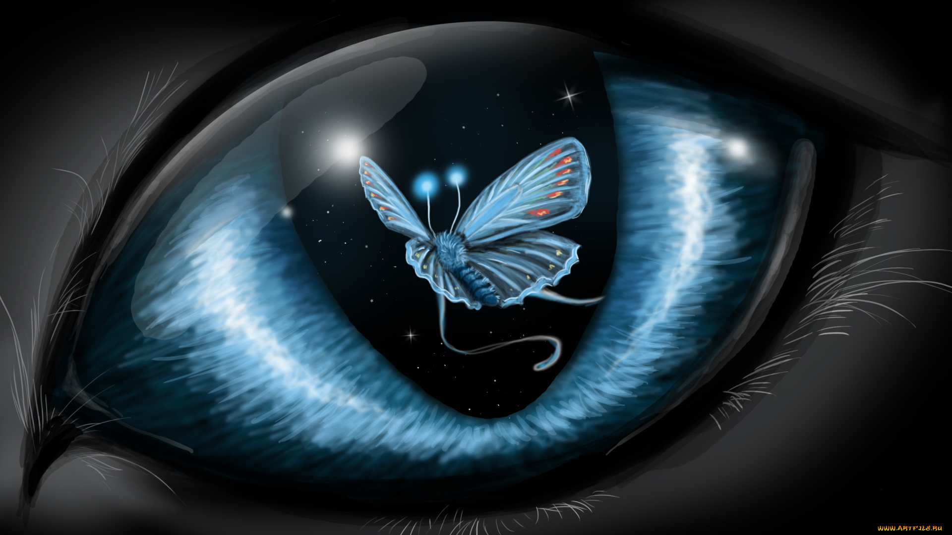 фэнтези, другое, бабочка, фон, глаз
