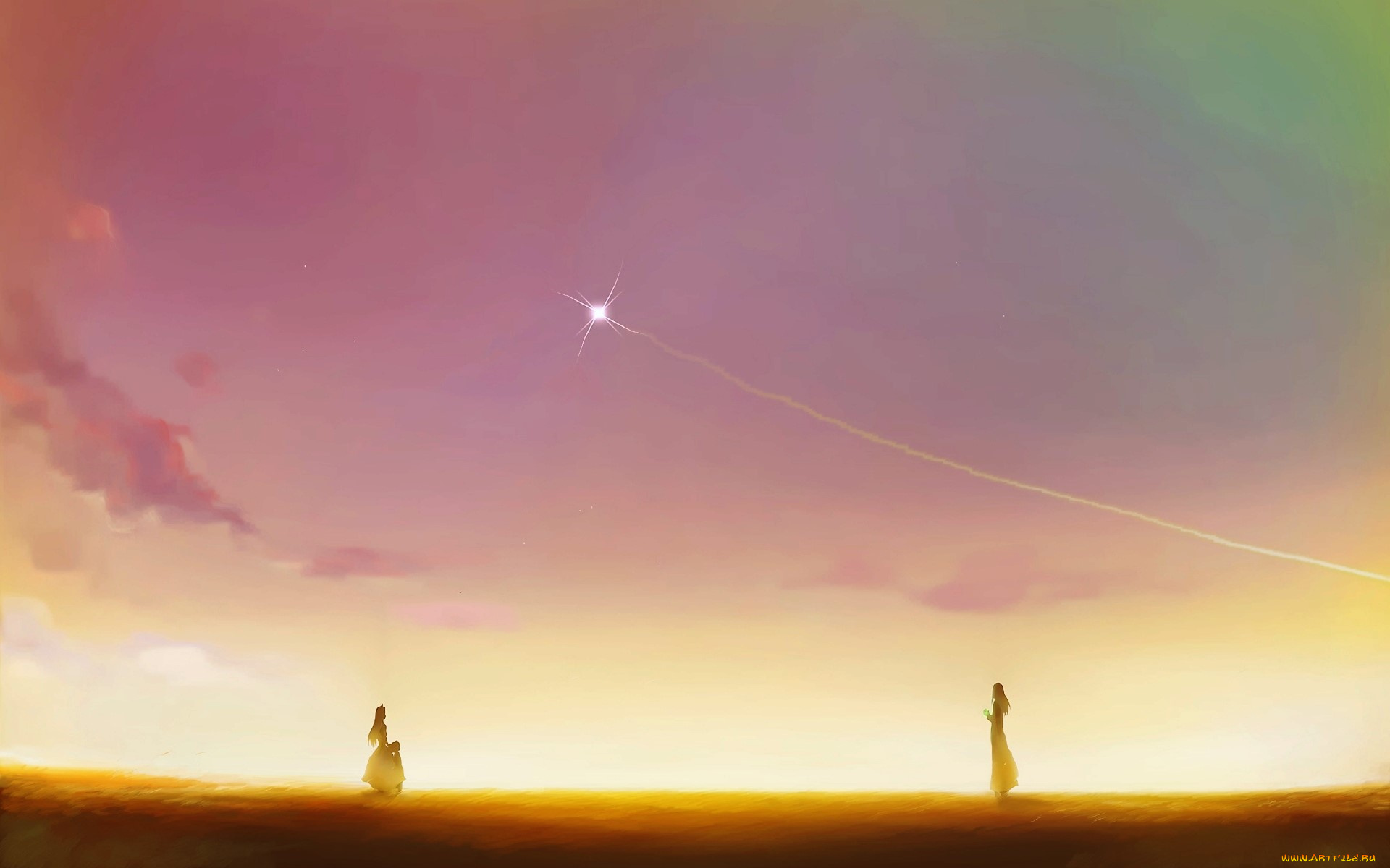 аниме, tengen, toppa, gurren-lagann, люди, звезда, небо