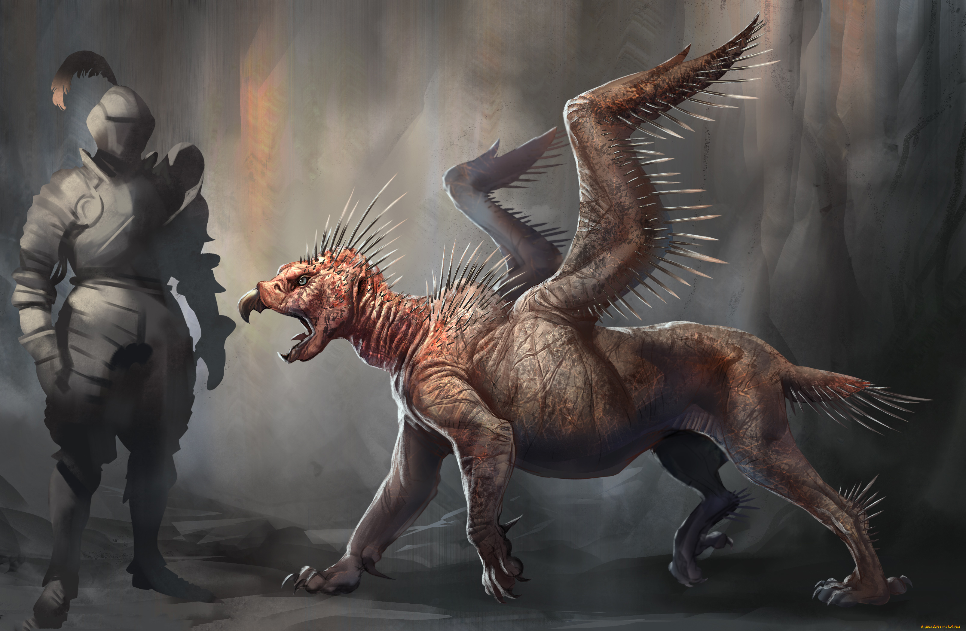 фэнтези, существа, крылья, фон, существо