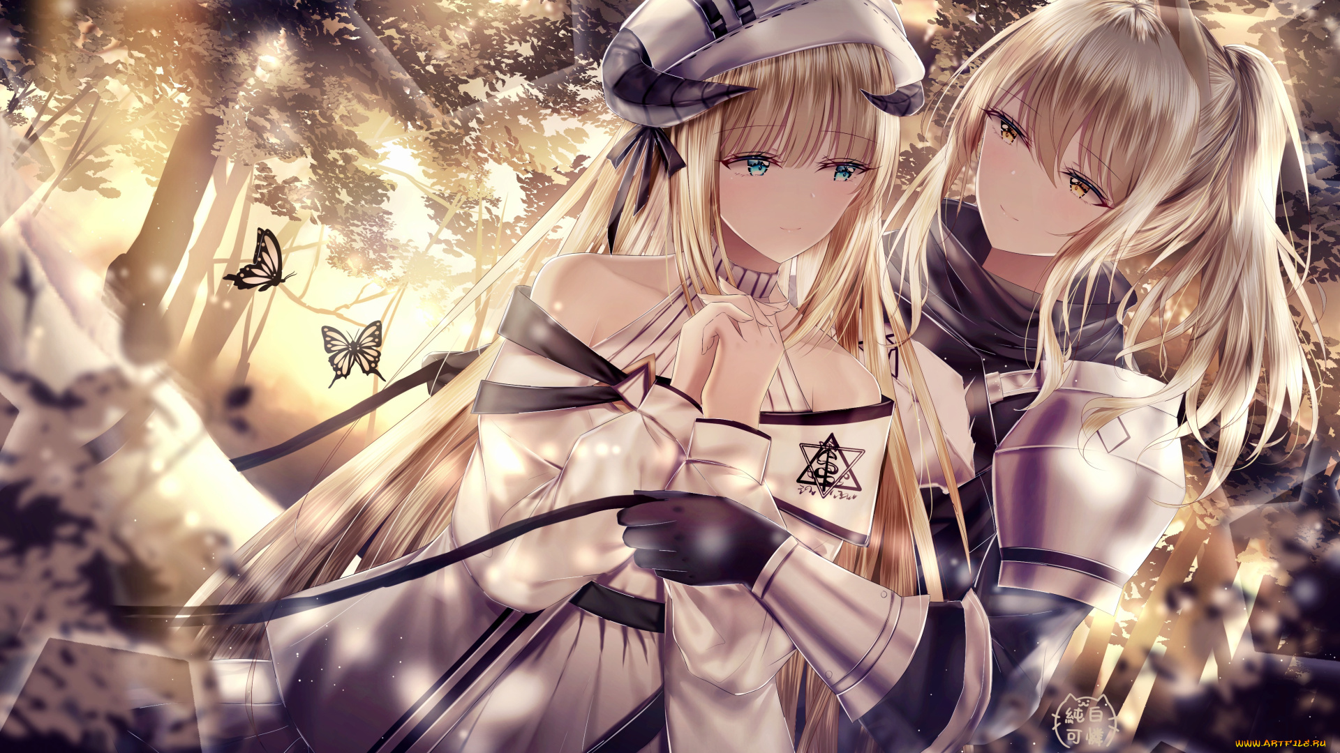 аниме, arknights, бабочки, девушки