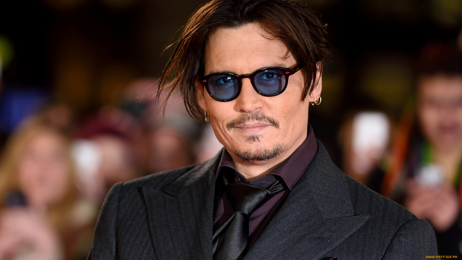 мужчины, johnny, depp, актер, очки, лицо, улыбка, костюм