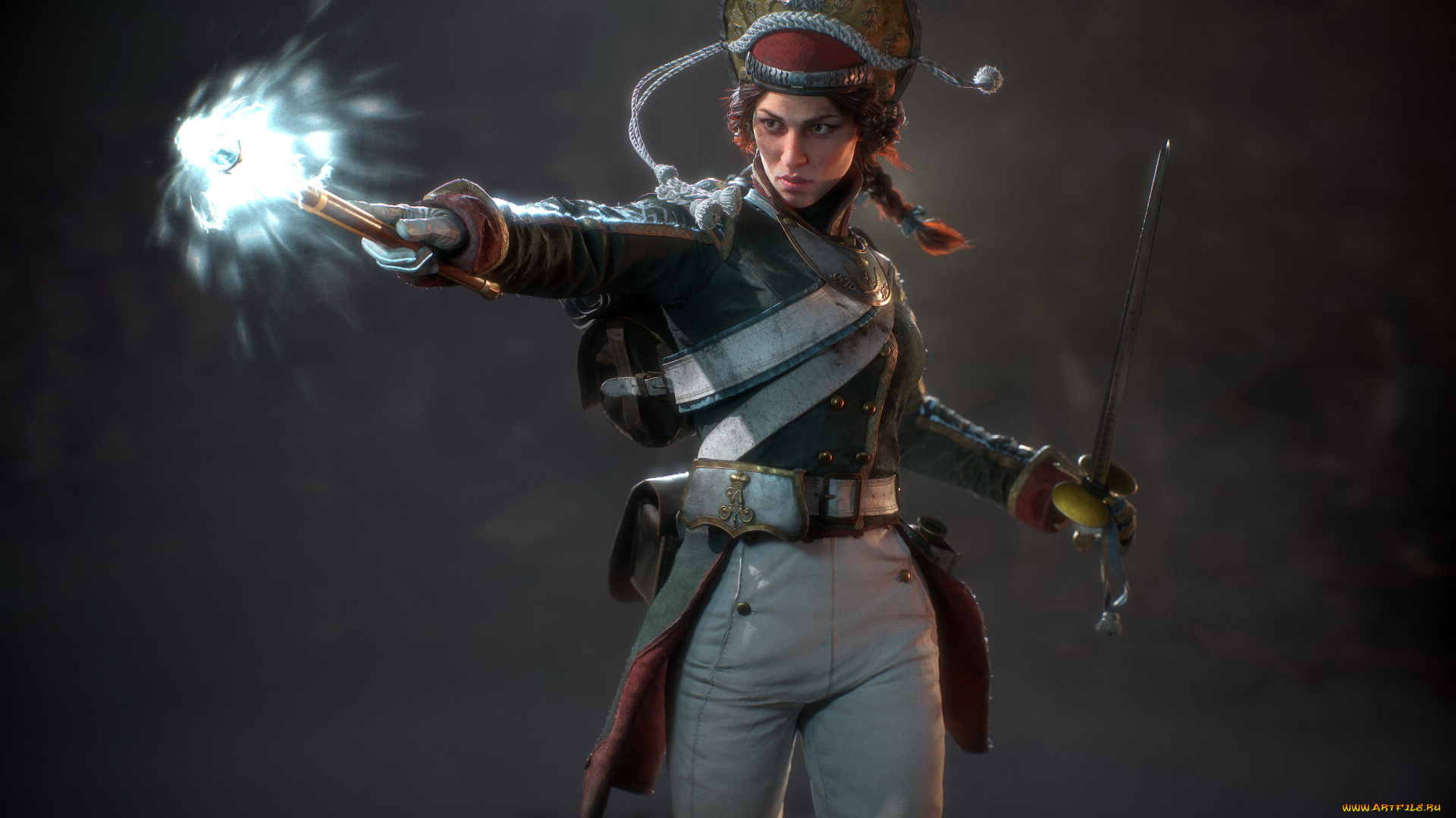 видео, игры, ---другое, женщина, солдат, магия, оружие, мундир, ракурс