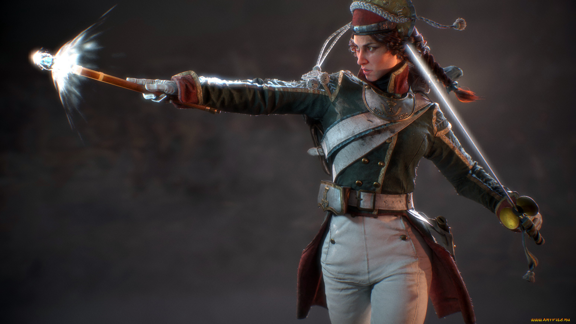 видео, игры, ---другое, женщина, солдат, магия, оружие, мундир, ракурс