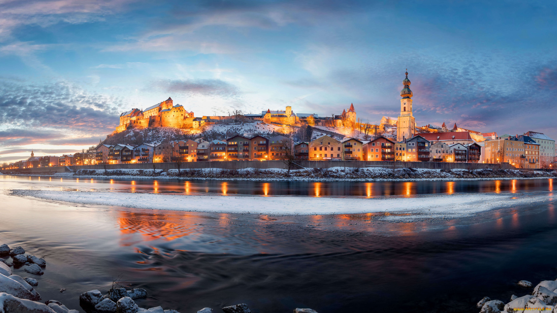 города, -, дворцы, , замки, , крепости, река, зальцах, бургхаузен, бавария, германия, by, harald, nachtmann, moment