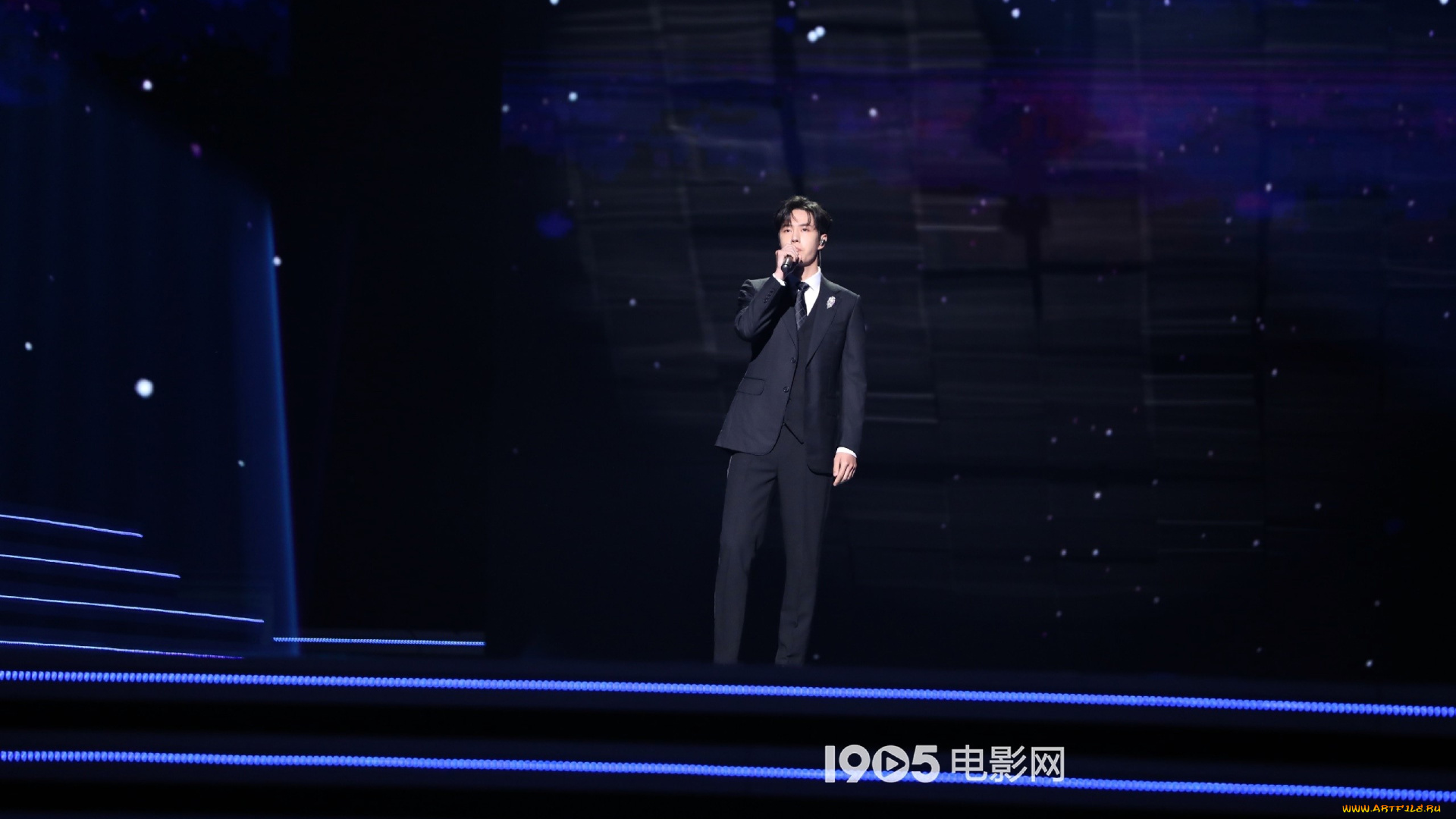 мужчины, wang, yi, bo, актер, костюм, сцена, микрофон