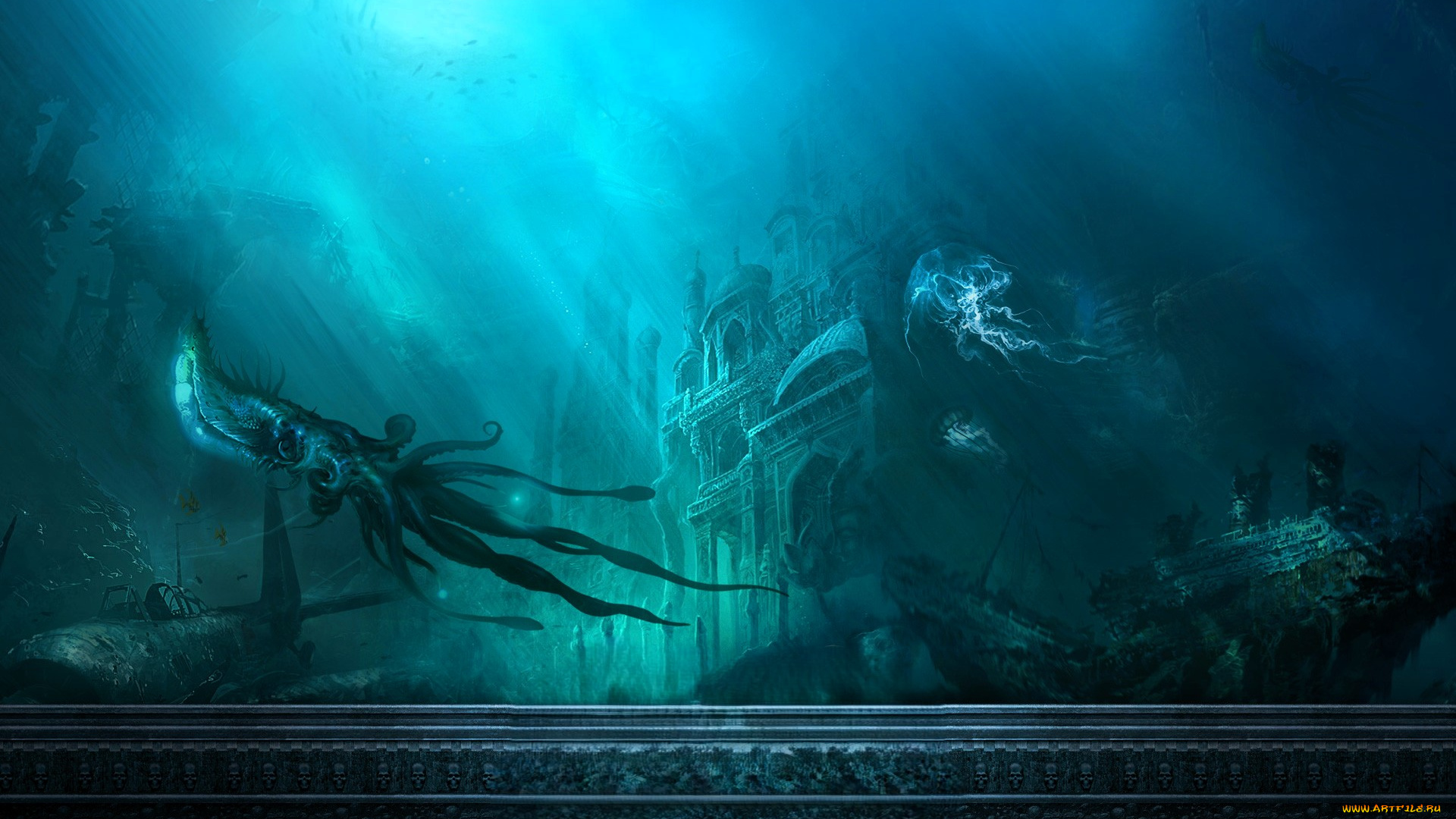 видео, игры, mummy, online, океан, подводная, лодка, кальмар, здание