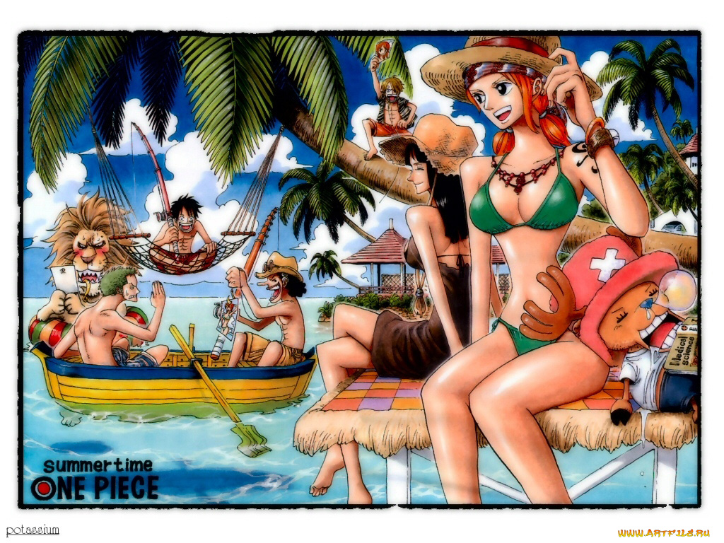 summer, time, аниме, one, piece, nami, monkey, d, luffy, sanji, roronoa, zoro, usopp, chopper, nico, robin