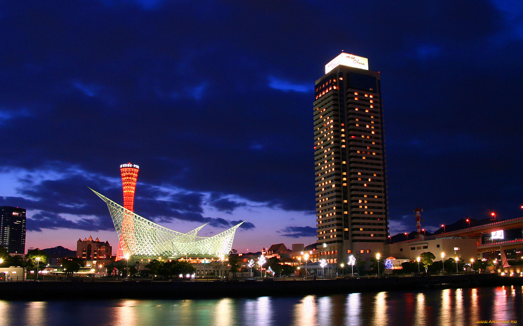 города, огни, ночного