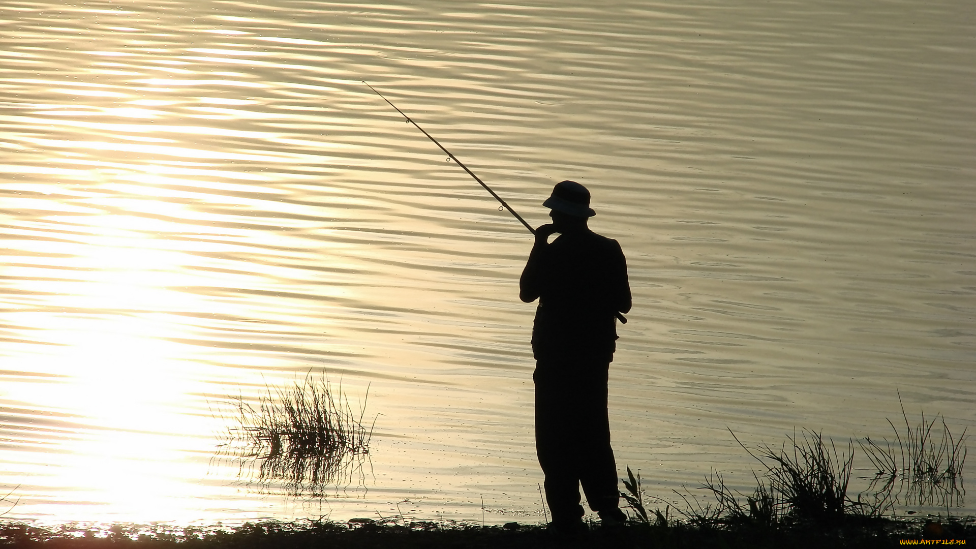 на, закате, природа, реки, озера