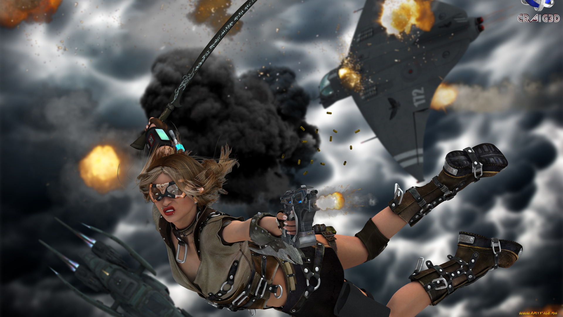 3д, графика, fantasy, , фантазия, оружие, девушка