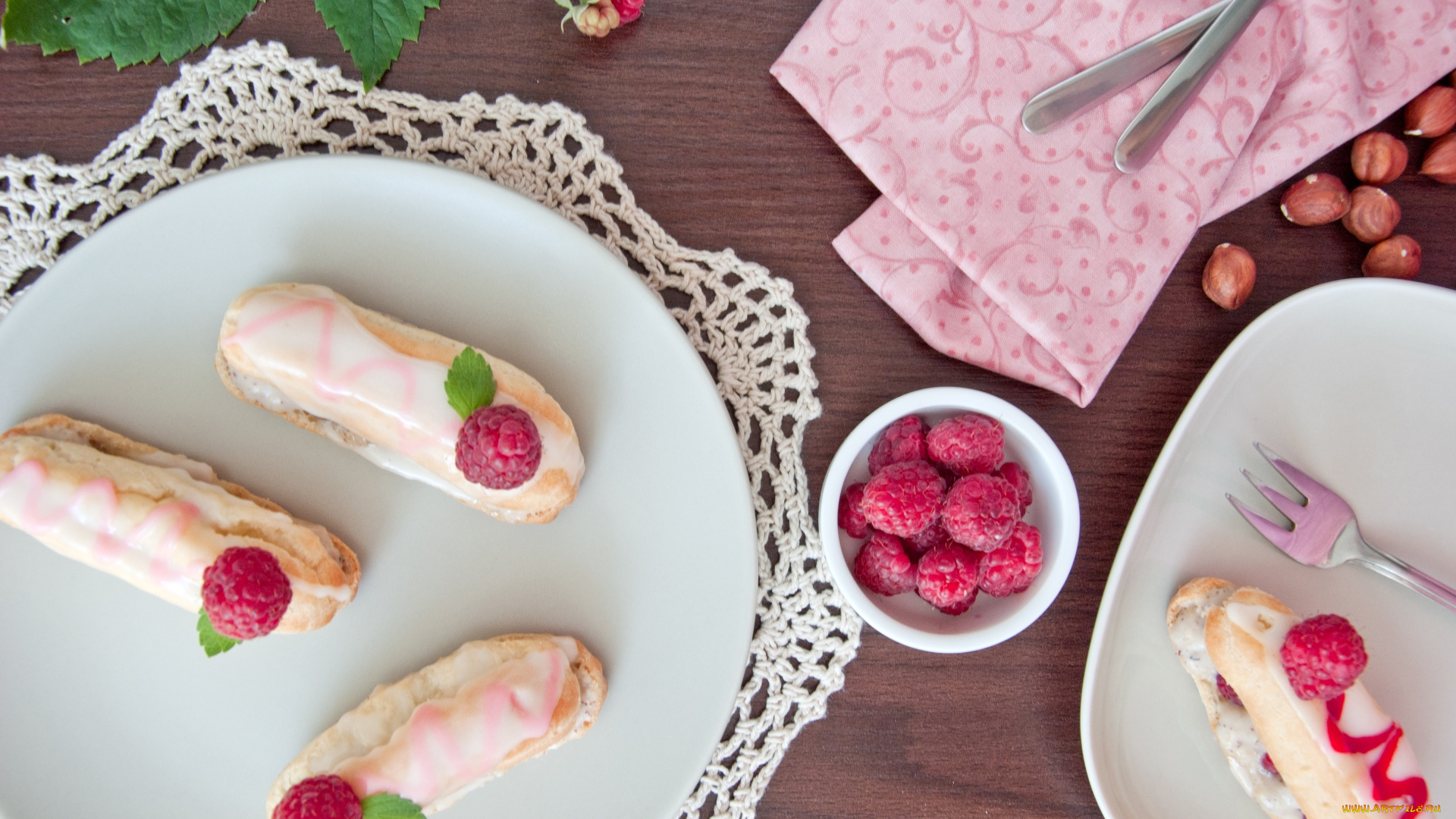 еда, пирожные, , кексы, , печенье, малина, эклеры