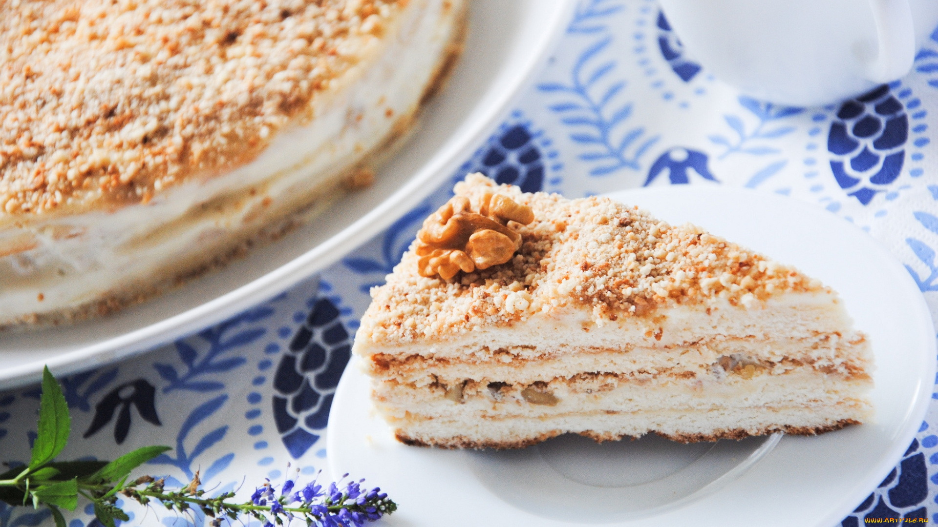 еда, торты, кусок, орех