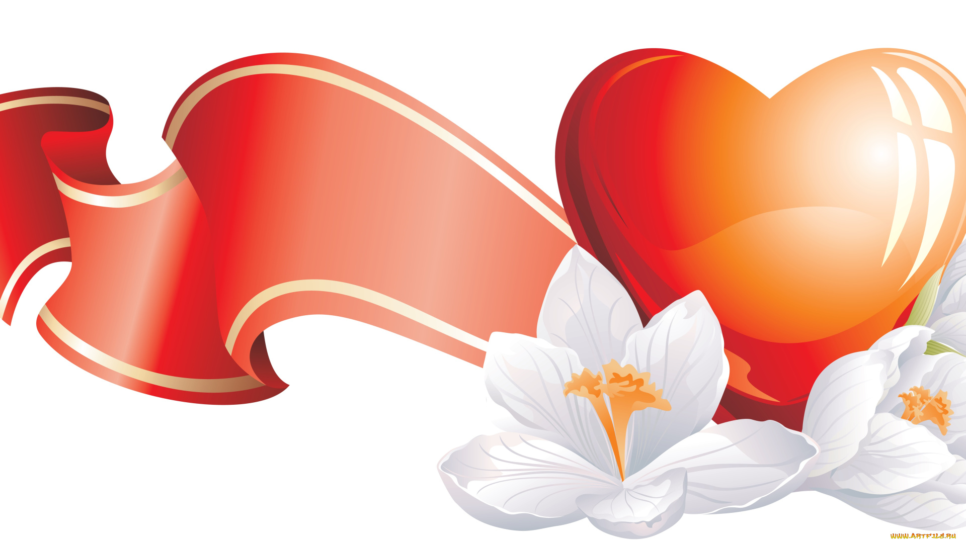 праздничные, день, святого, валентина, , сердечки, , любовь, лента, цветы, сердечко