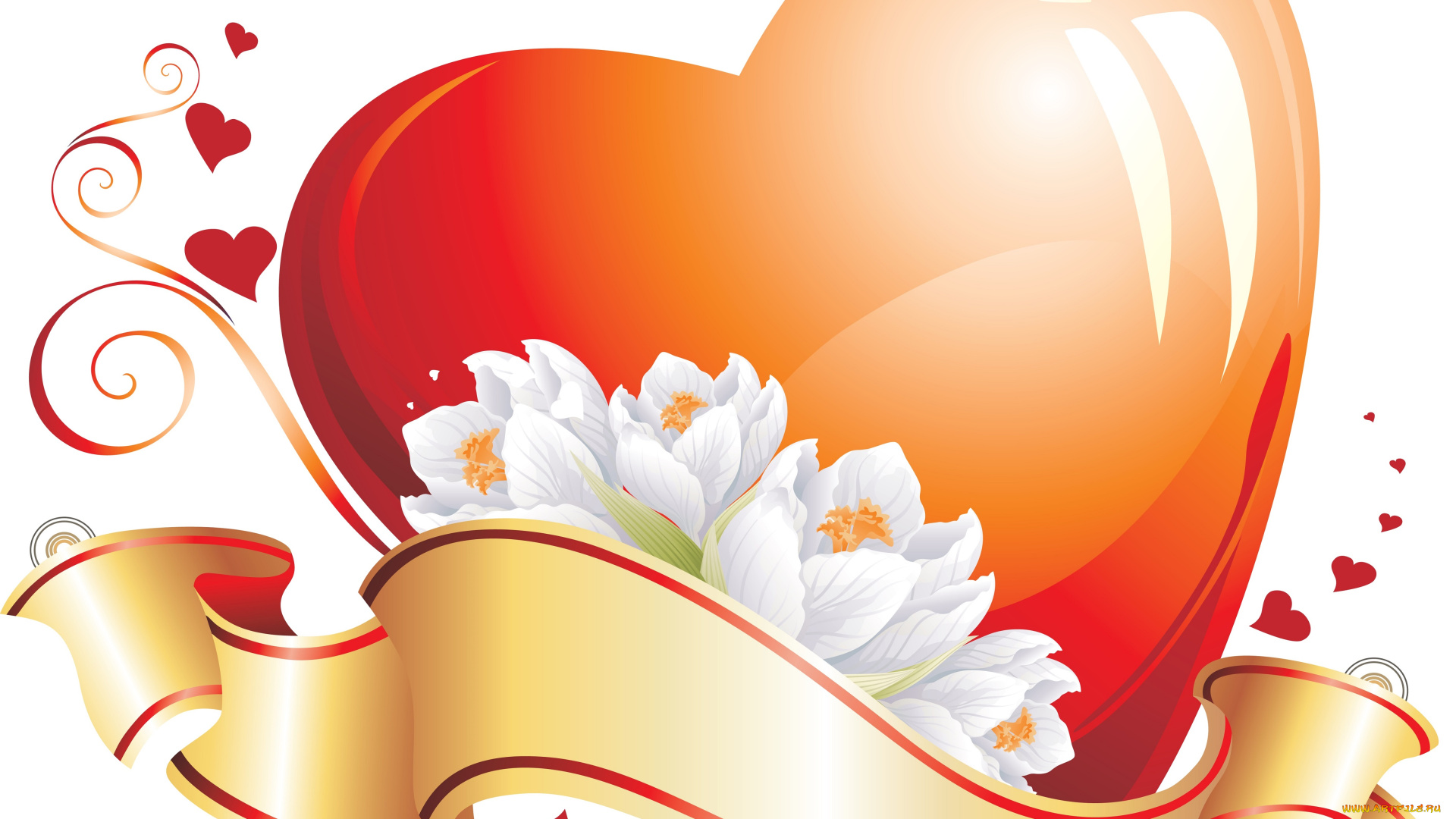 праздничные, день, святого, валентина, , сердечки, , любовь, лента, сердечко, цветы