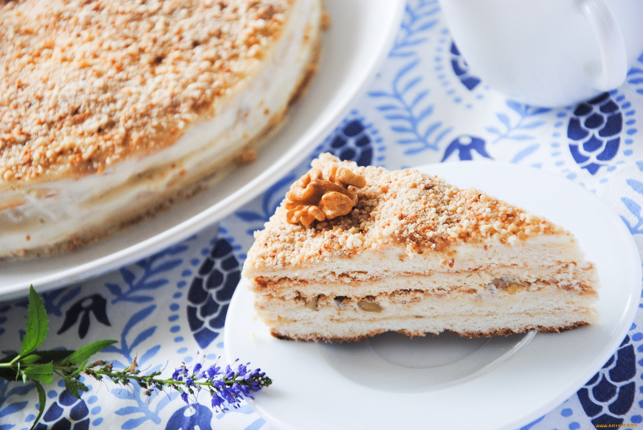 еда, торты, кусок, орех